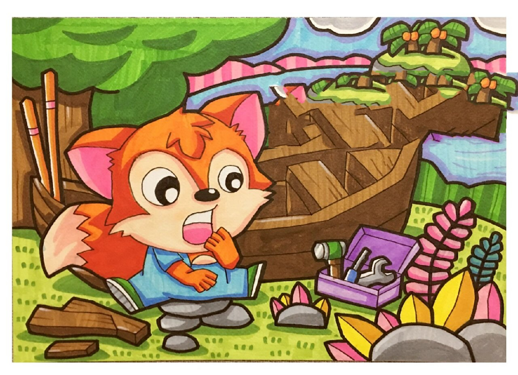 原创作者:丹尼索蜡笔画 97动物系列96要被这些可爱的动物可爱死了