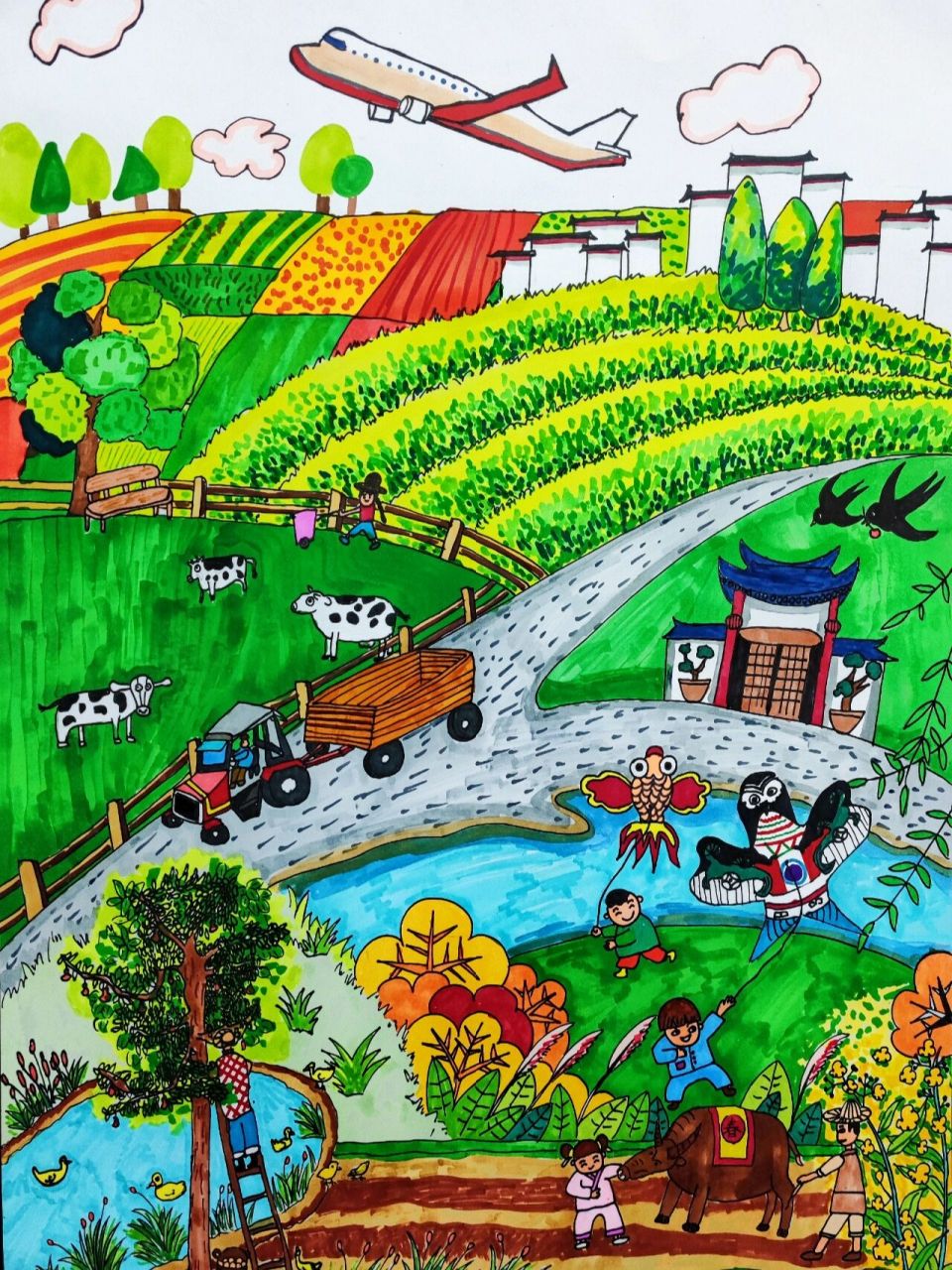 云南美丽乡村绘画 哇,我们的桃花源