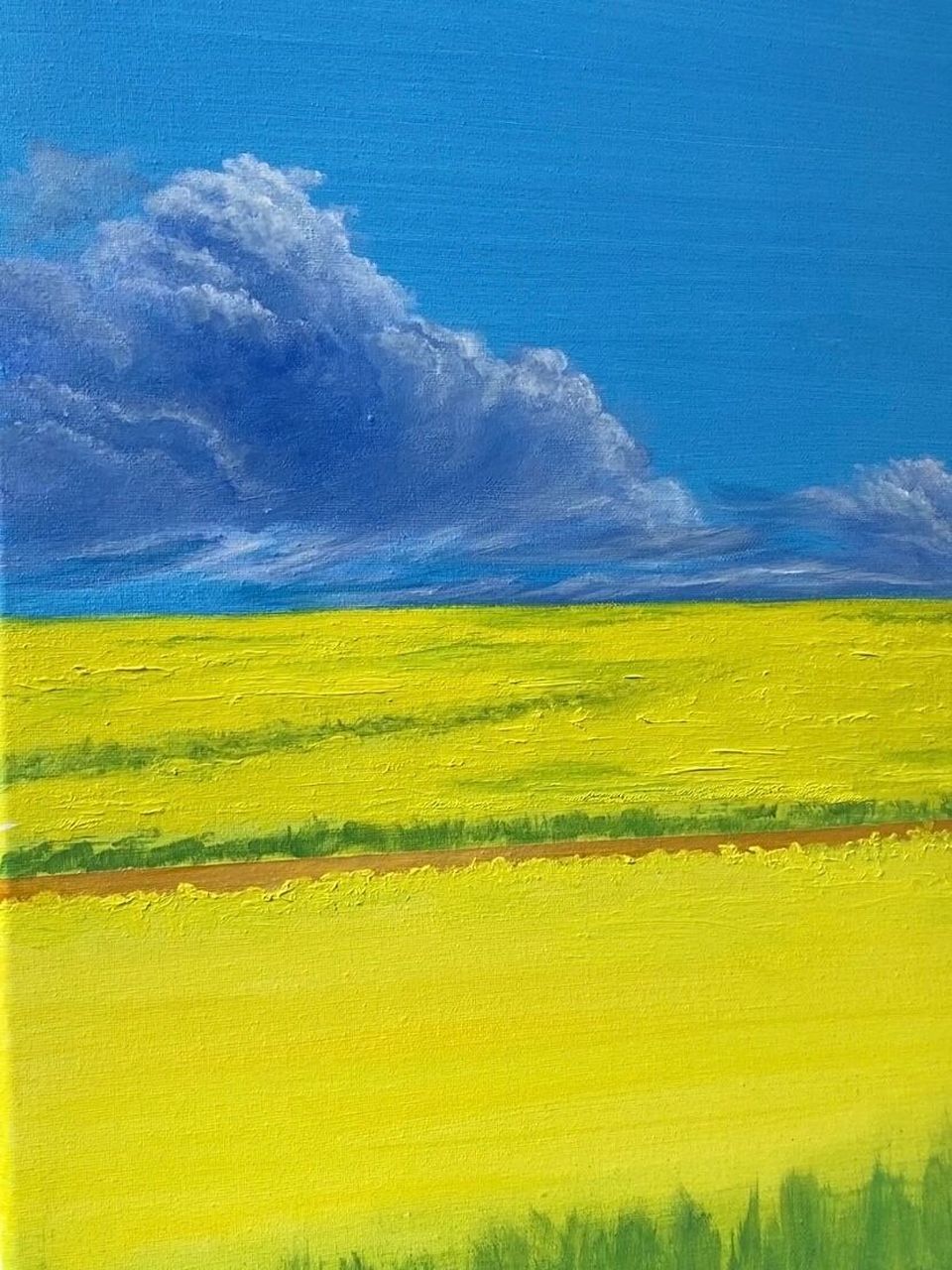 丙烯画|油菜花田|附绘画步骤 91或许想一百个春天最美的文案,都不如