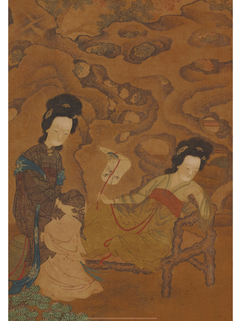 周文矩丨观舞仕女图 周文矩(伪) 观舞仕女图 轴 绢本 设色162.9x96.