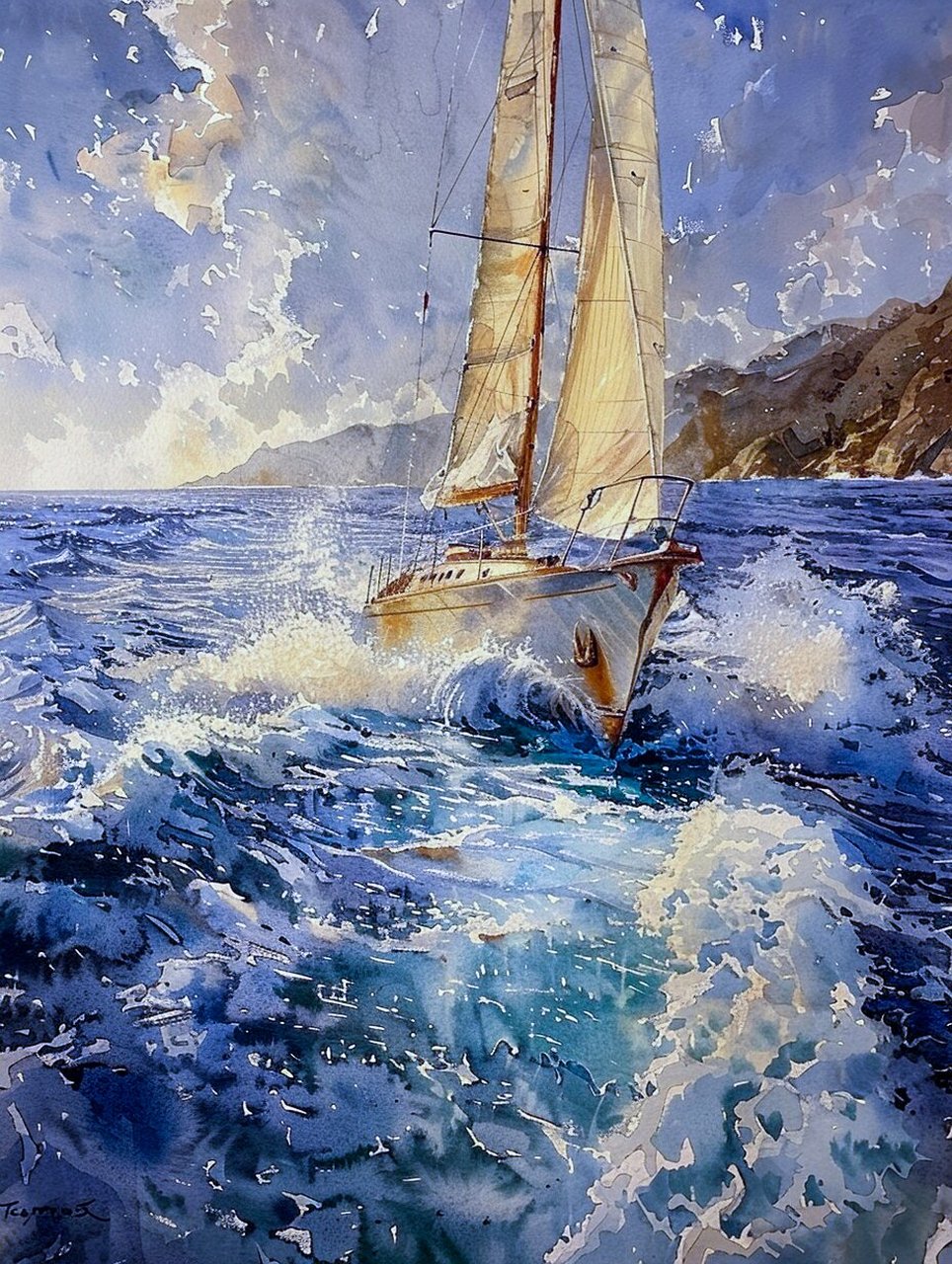帆船·海浪