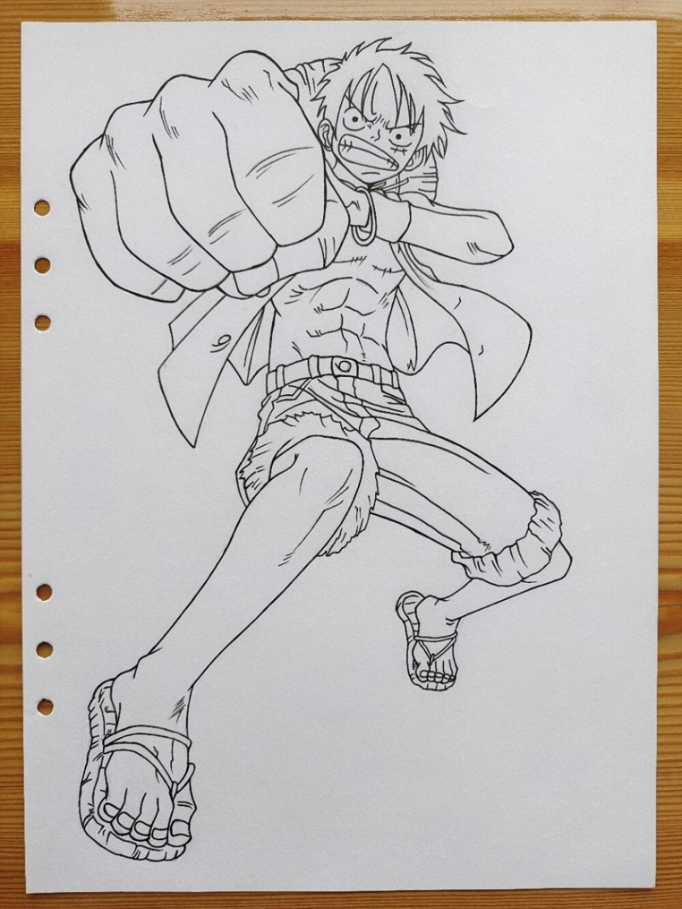 海贼王路飞全身手绘(附原图) 路飞手绘,最后一张原图,原图比例尺寸