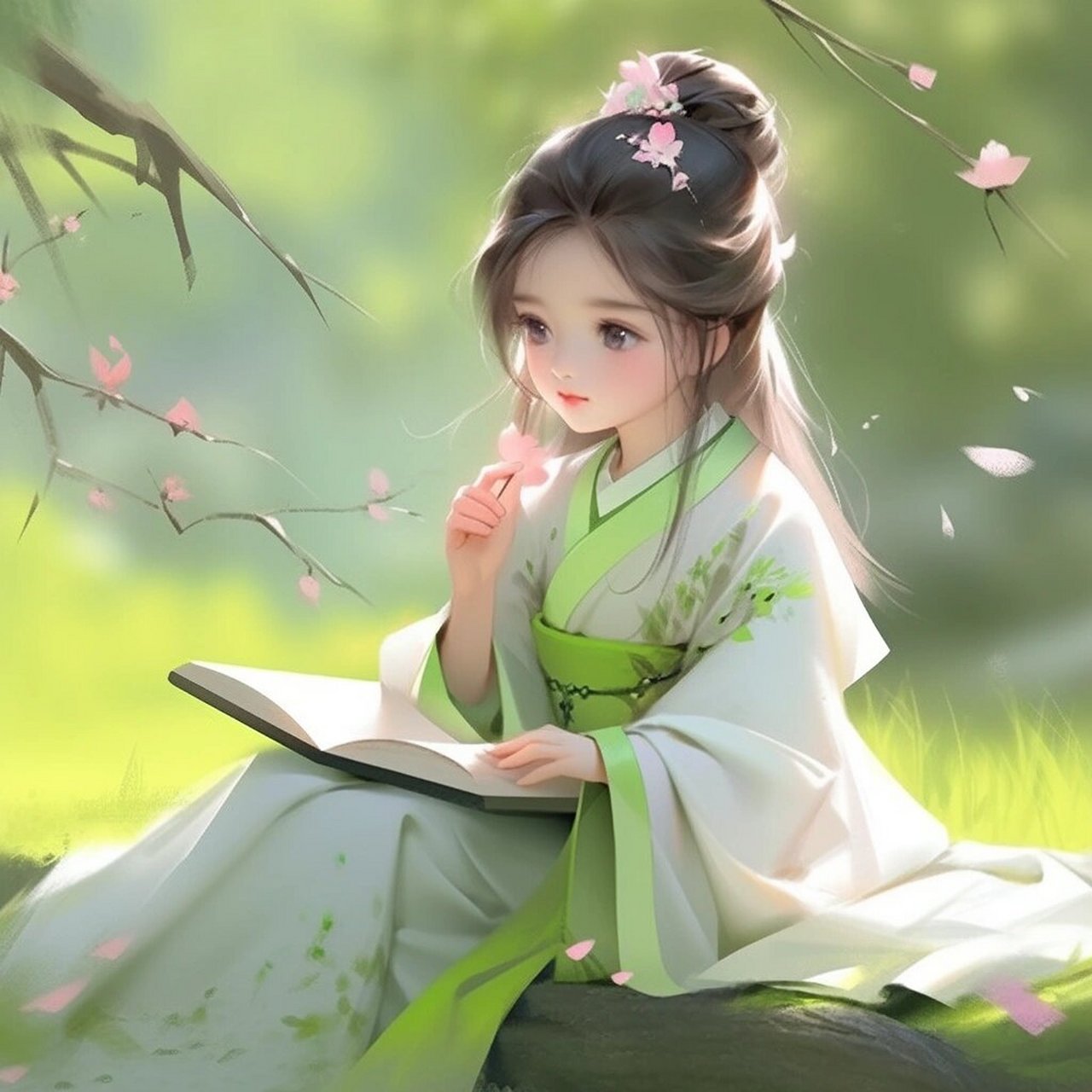 古风女生读书学习头像