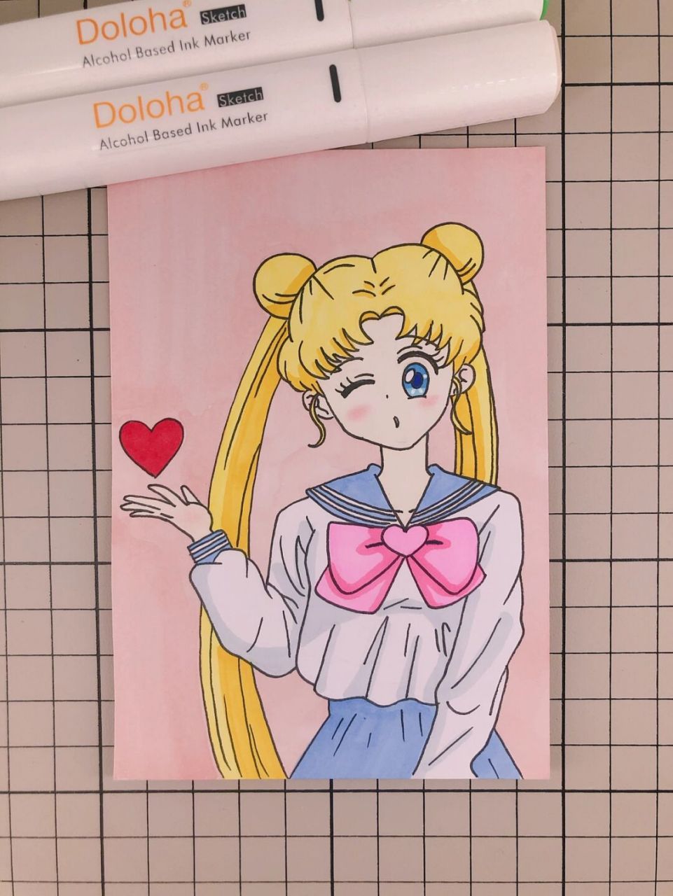第221幅|美少女战士卡通画,马克笔画. 马克笔:多乐绘128色.#多乐绘马