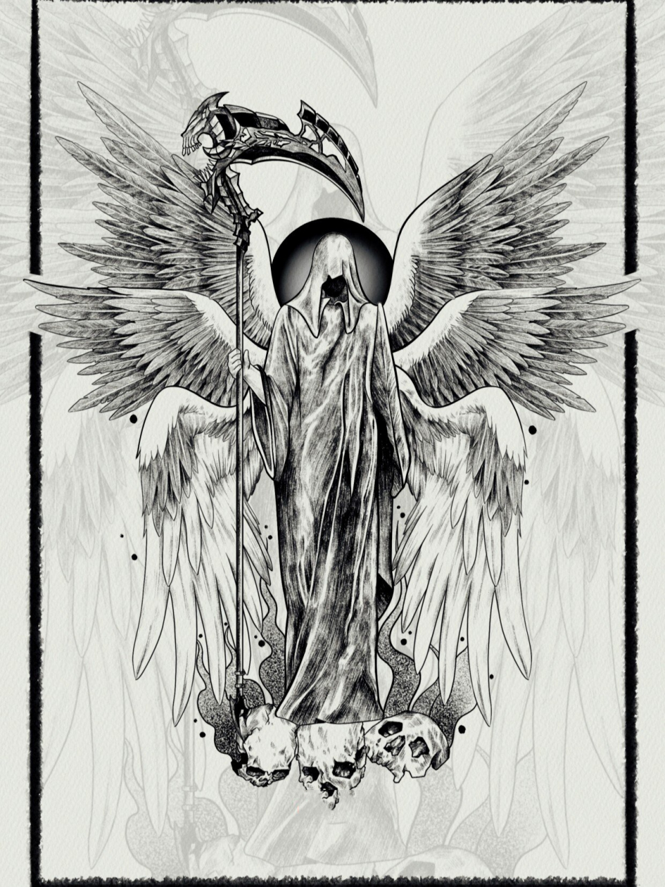 翅膀/恶魔/天使/乌鸦/鹿/纹身手稿 最近画了无数翅膀羽毛 1.