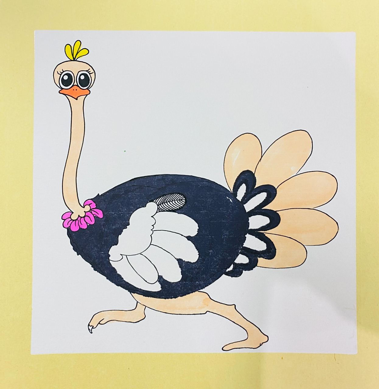 创意美术|《鸵鸟》 #画画的日常# #创意美术# #美术