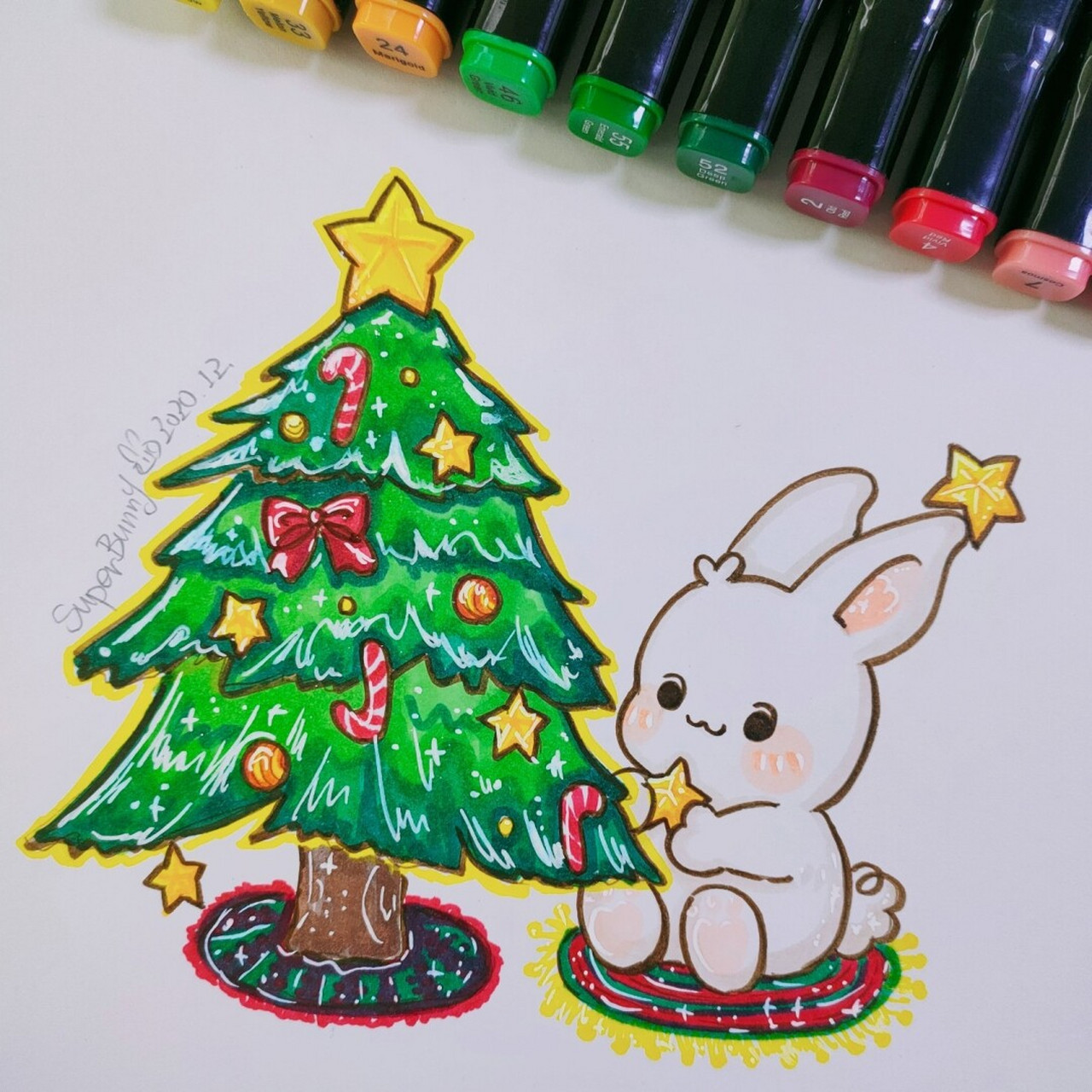 108可爱兔兔马克笔90圣诞树兔兔 90909090 949494