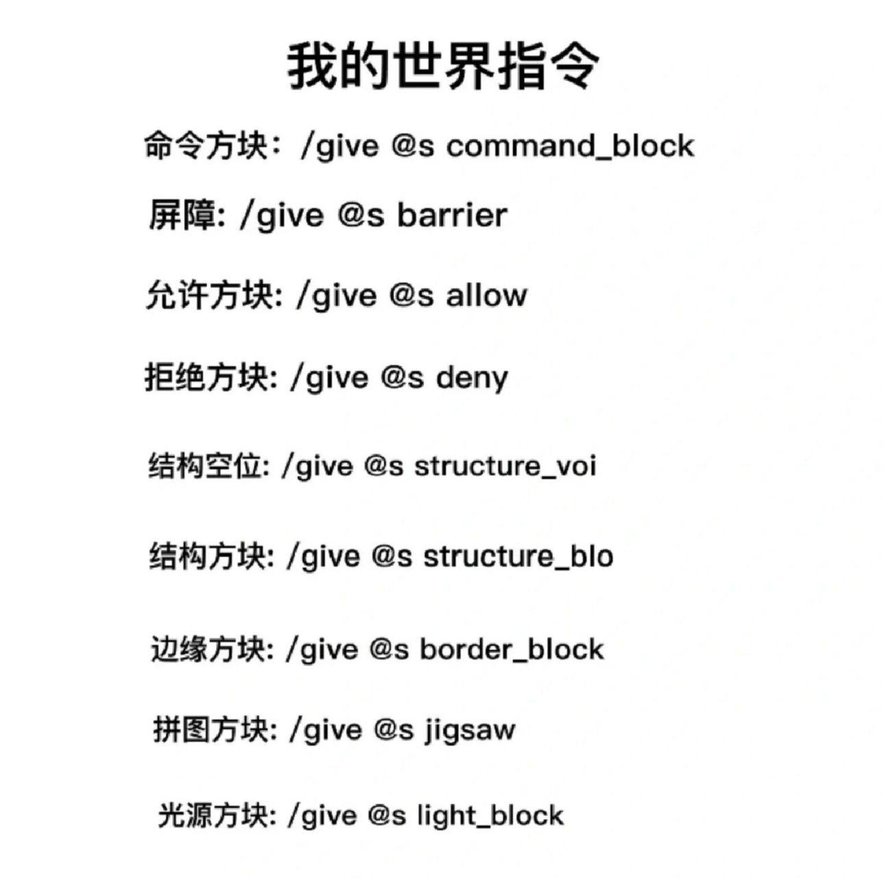 我的世界特殊方块获取指令 我的世界特殊方块获取方法