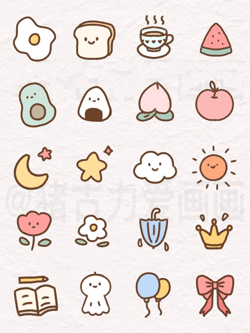 简笔画教程|新手友好有手就会画的可爱贴纸 一组简简单单的小可爱简笔