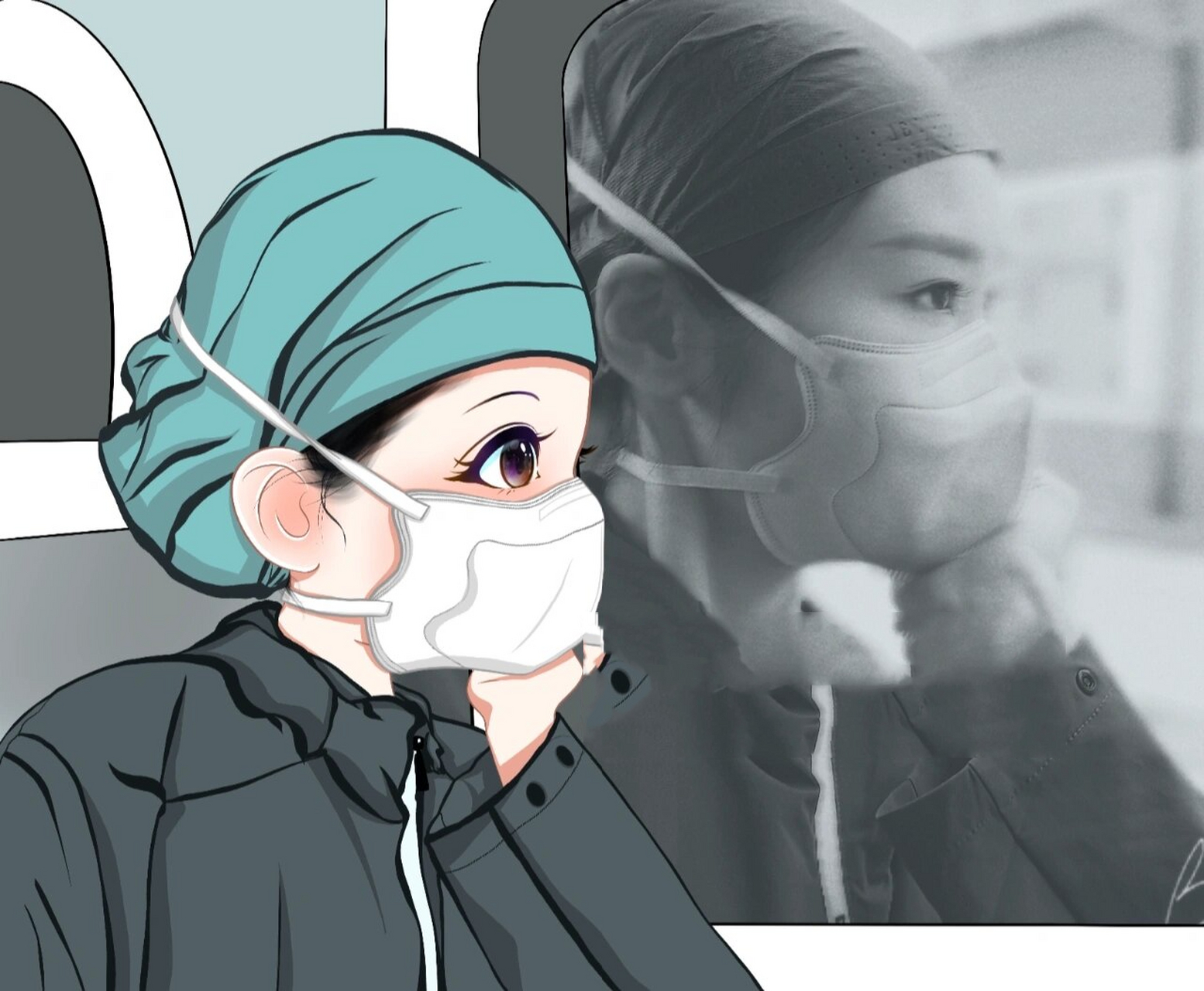 女医生漫画头像/奔赴前线 97女子本弱,为医则强.
