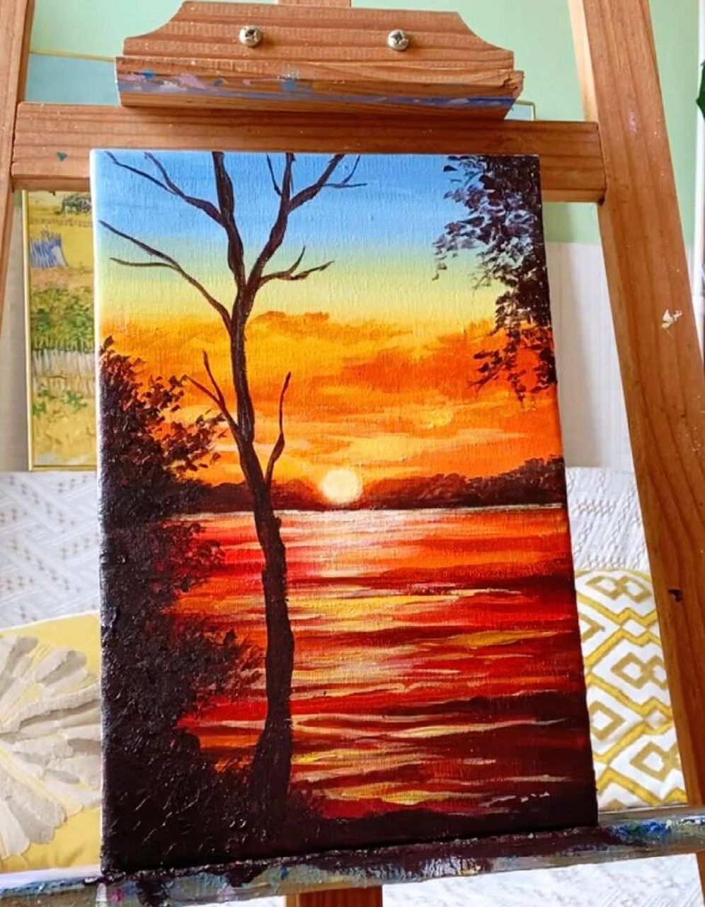 黄昏95丙烯画～后附步骤图/一起看火烧云 78 愿爱如晚霞,载着落日