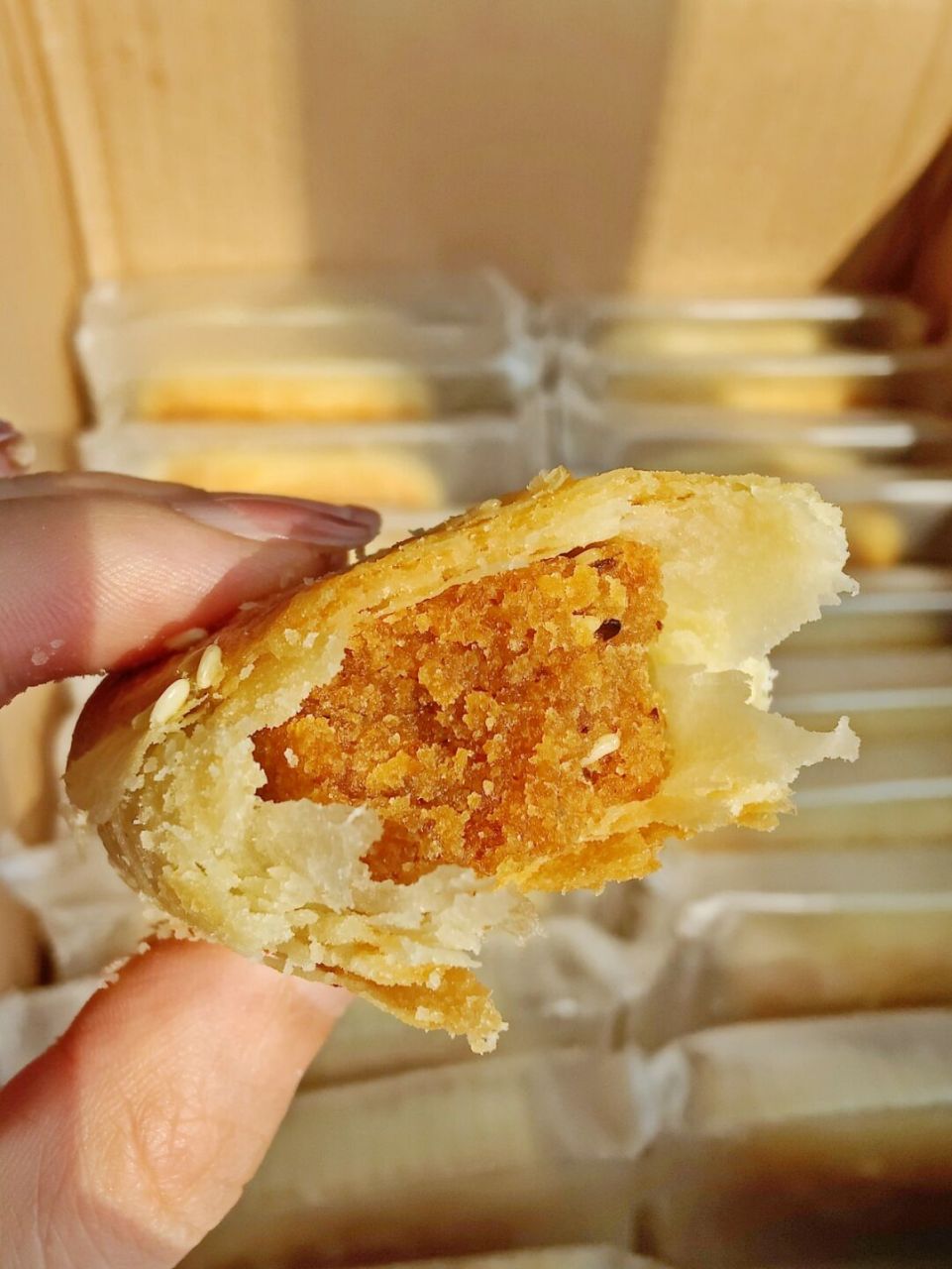 这个是椒盐酥,馅料超级满, 里面有花椒,葱,芝麻啥的.