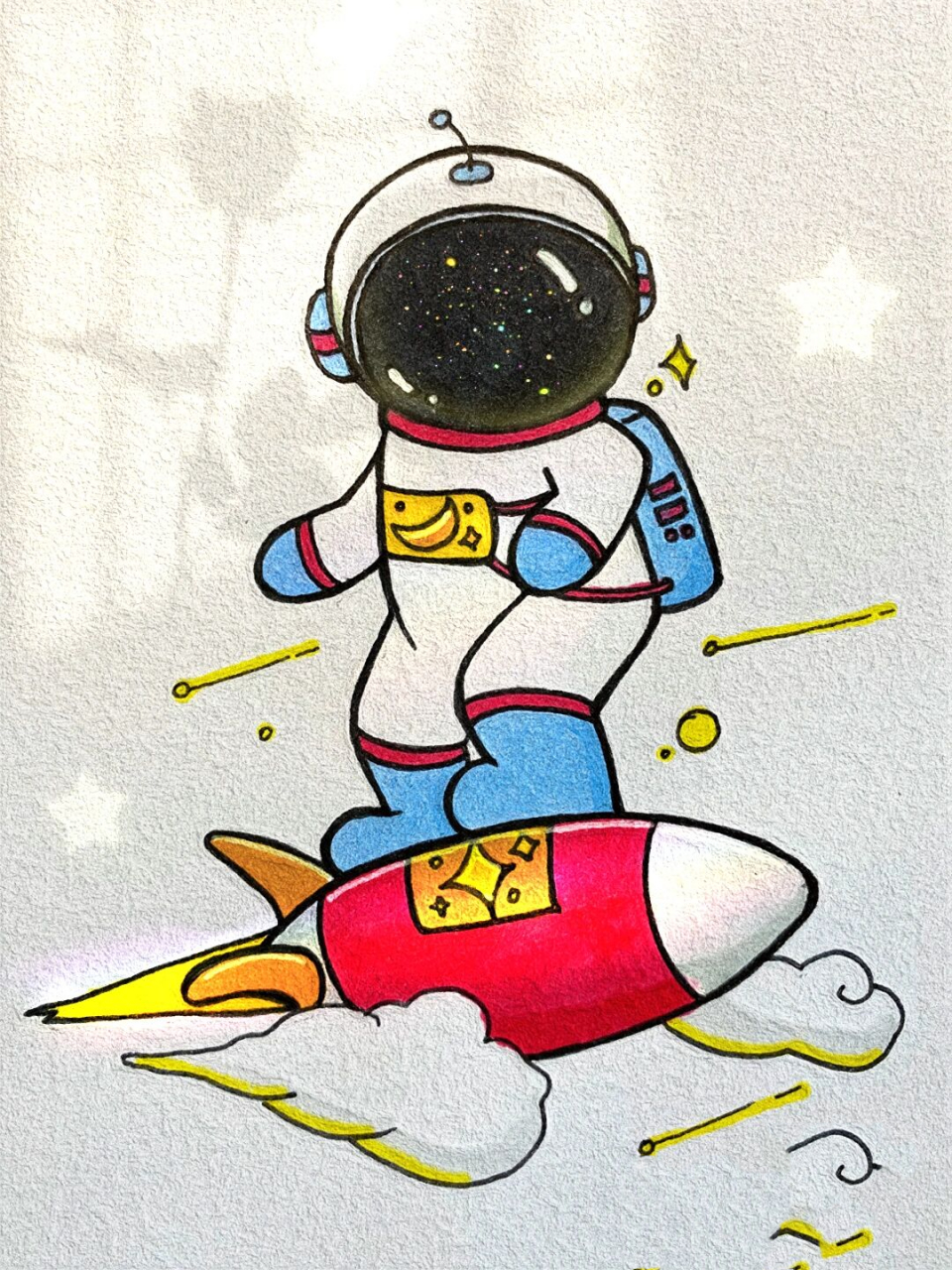 宇航员图片简笔画彩色图片