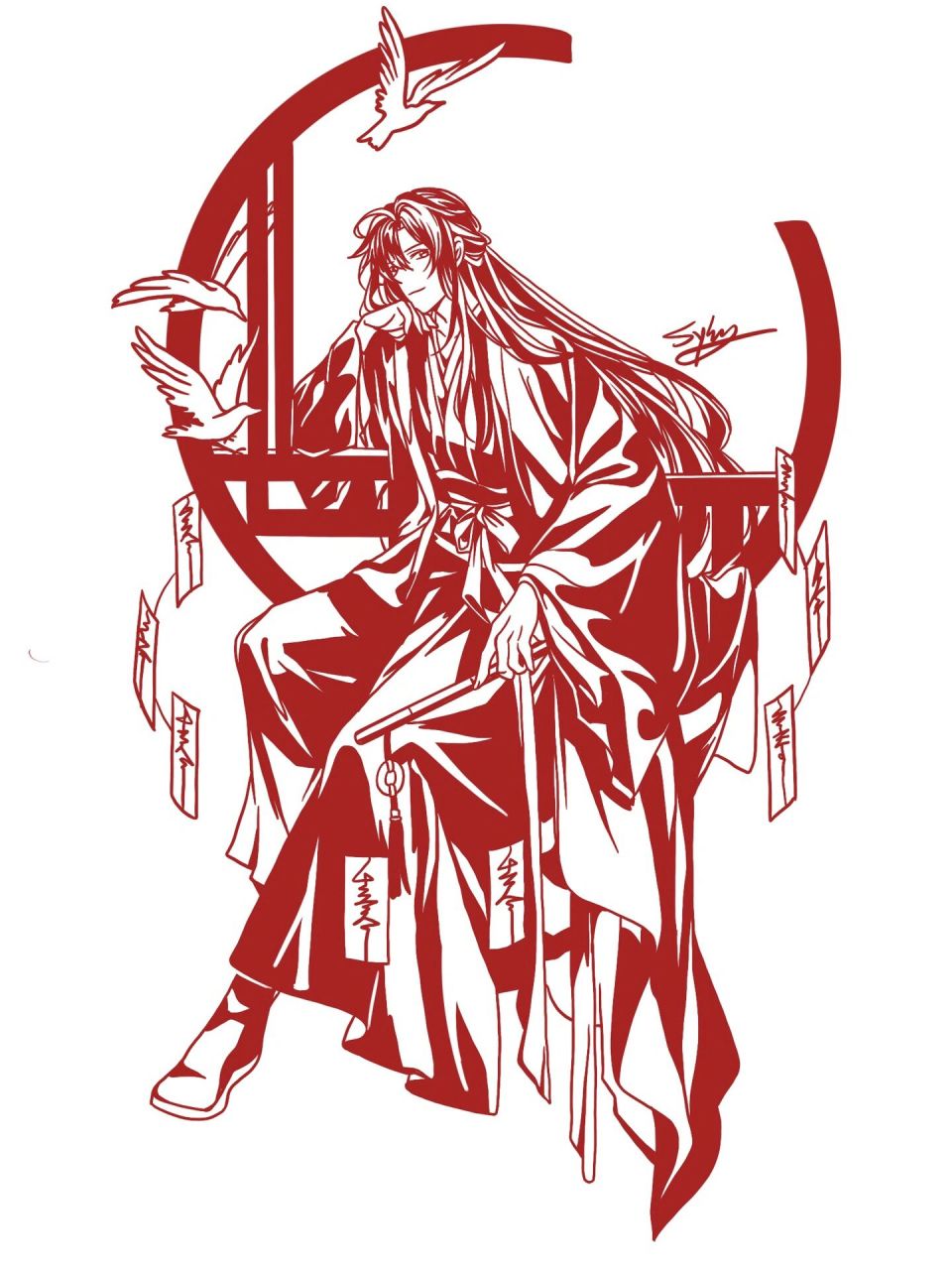 动漫剪纸稿|夷陵老祖 最帅的老祖     原画作者:兔渣渣是也(已授权)