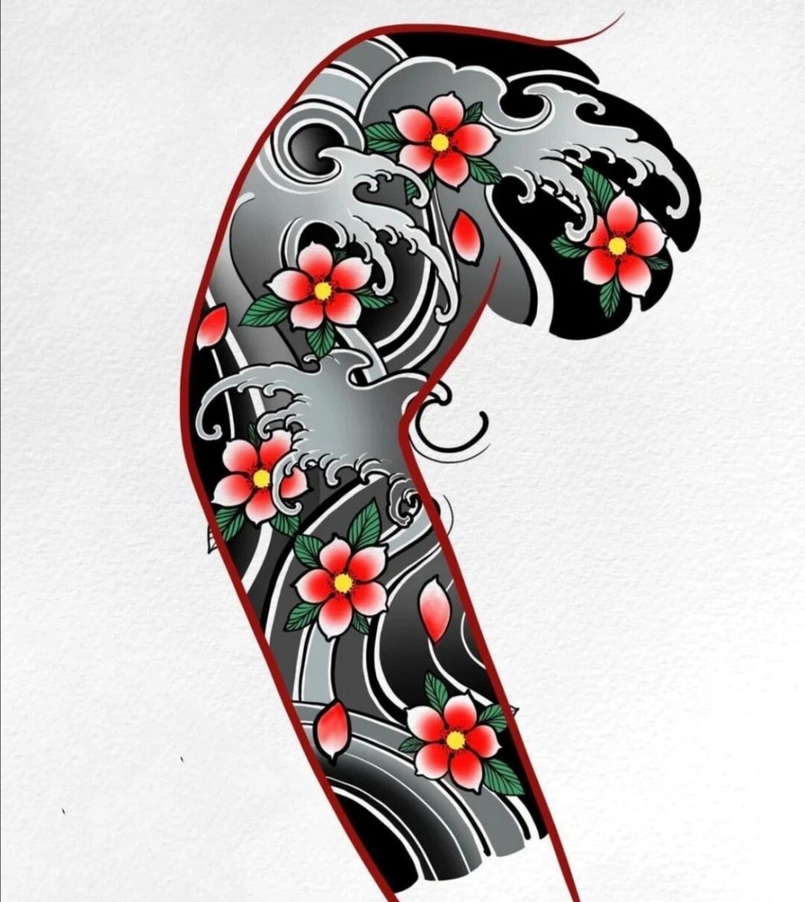 樱花臂环纹身手稿图片