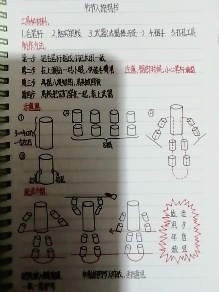 怎么画竹节人制作指南图片