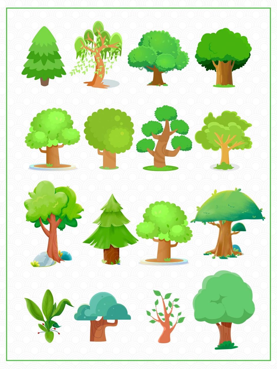 60|免扣png|卡通树木插画素材|植树节 今天分享一组卡通树木插画植树
