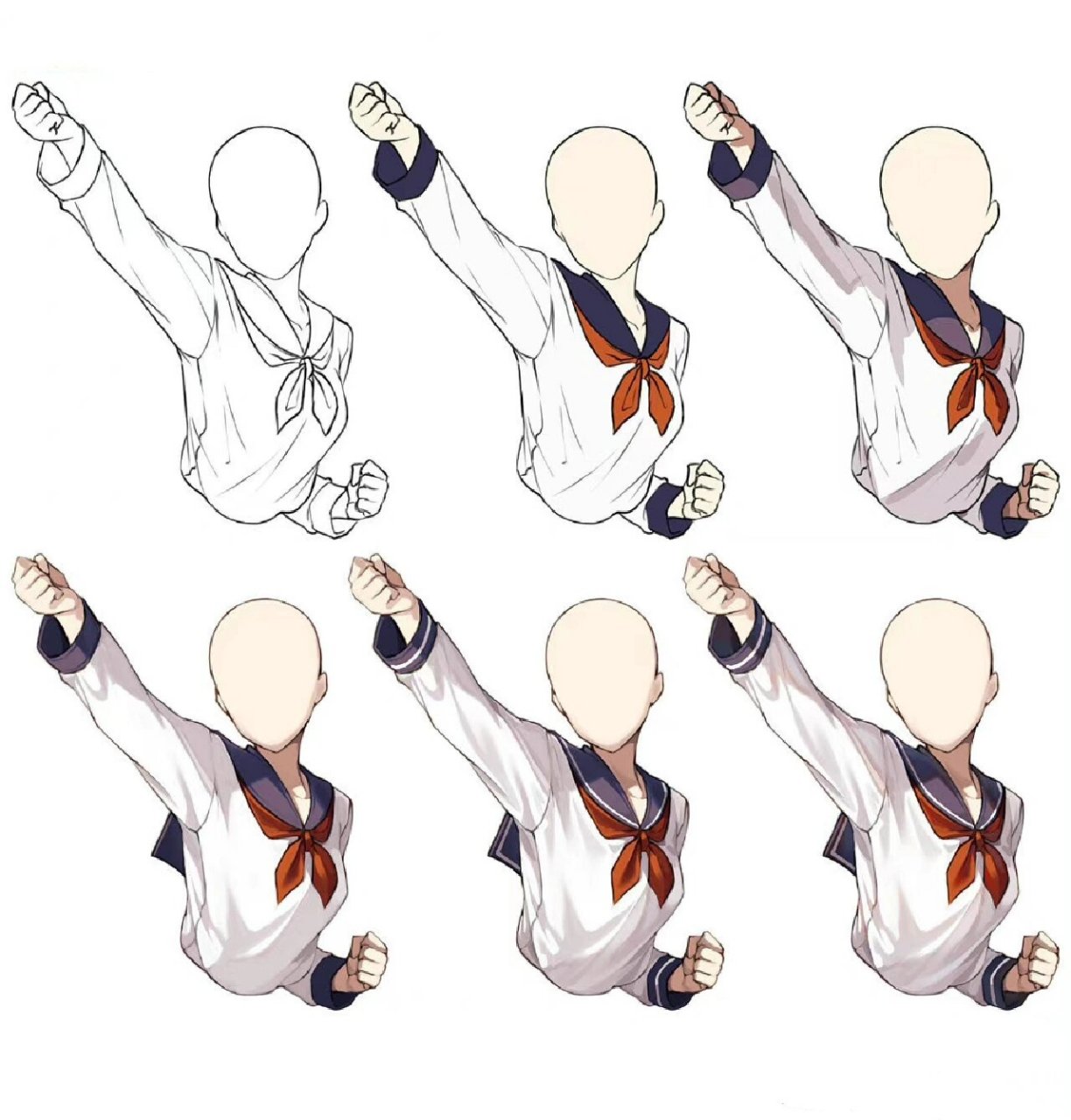 (板绘教程)简单的上半身步骤 分享一些日常服装的上半身图 希望对你有