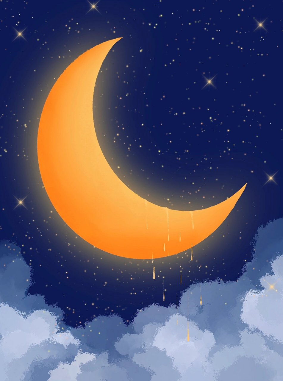 procreate画画|第36幅 月亮船🌙(绘画教程) 弯弯的月亮船🌙 用时