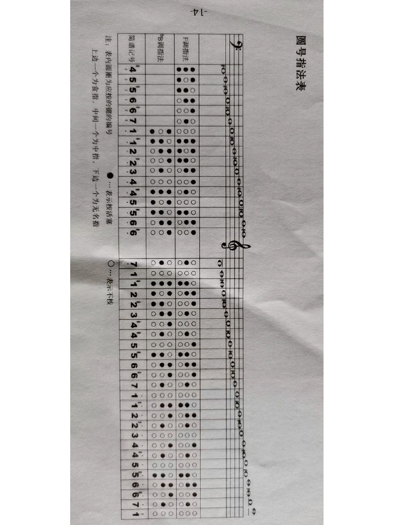 圆号指法表 照片图片