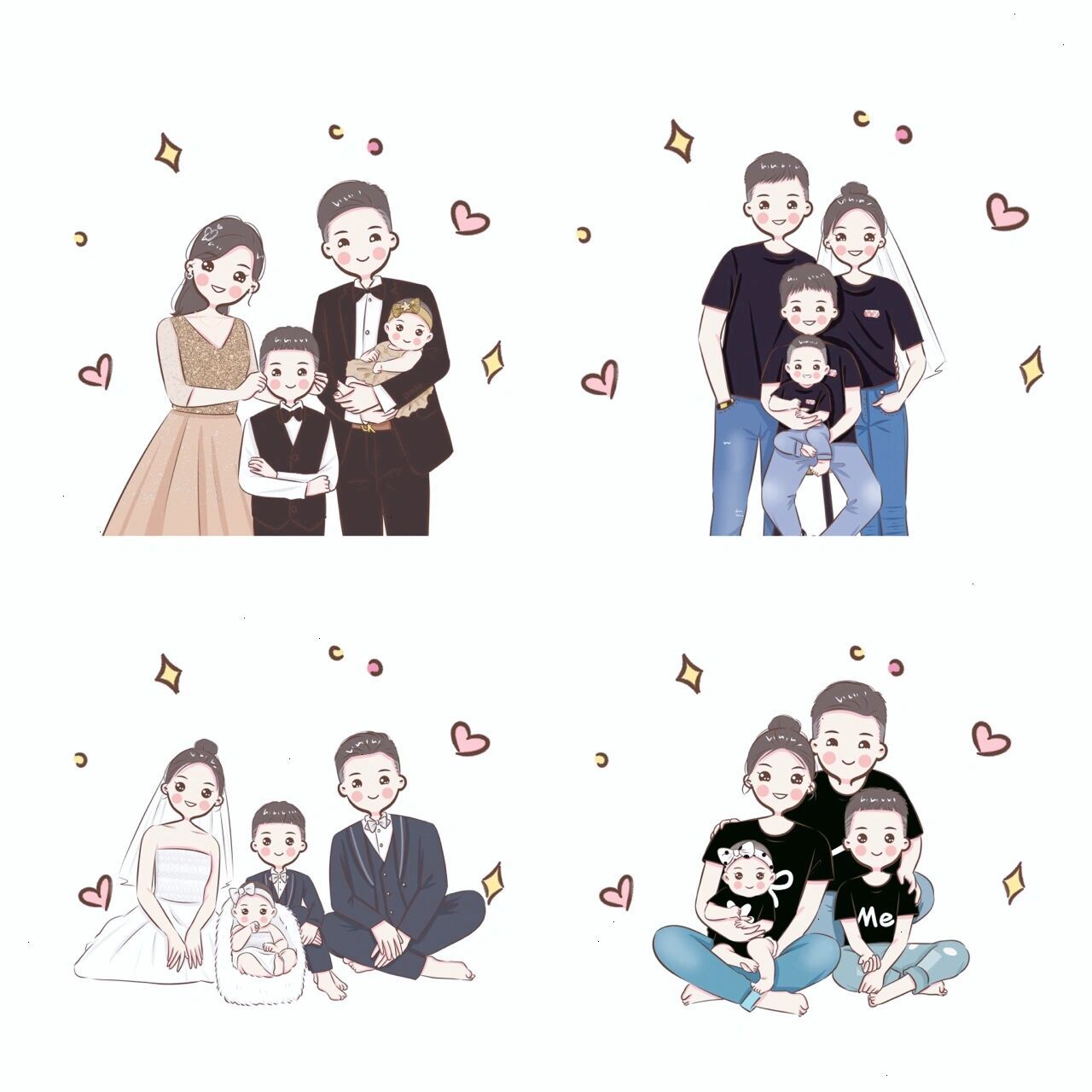 简笔画头像 | 幸福的一家四口 客稿勿用!