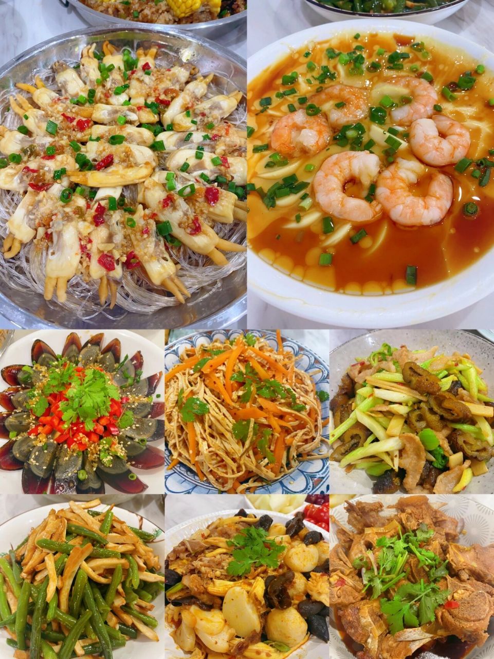 家宴菜单-家庭聚餐推荐款第八 1. 春卷 2. 凉拌云丝 3. 凉拌皮蛋 4.