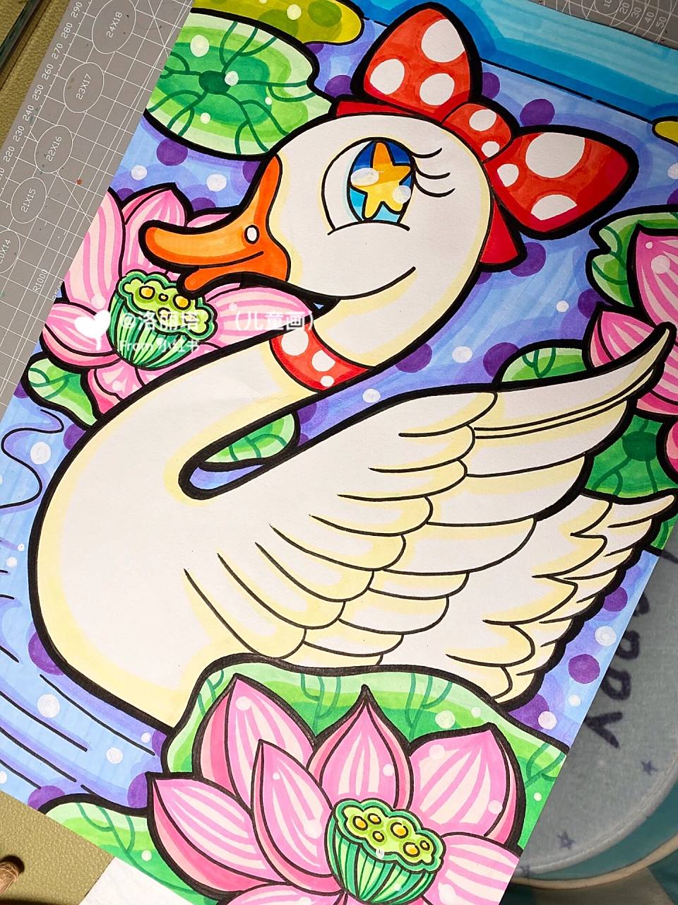 《美丽的白天鹅》儿童画 幼教画   完整图 线稿图都有哈