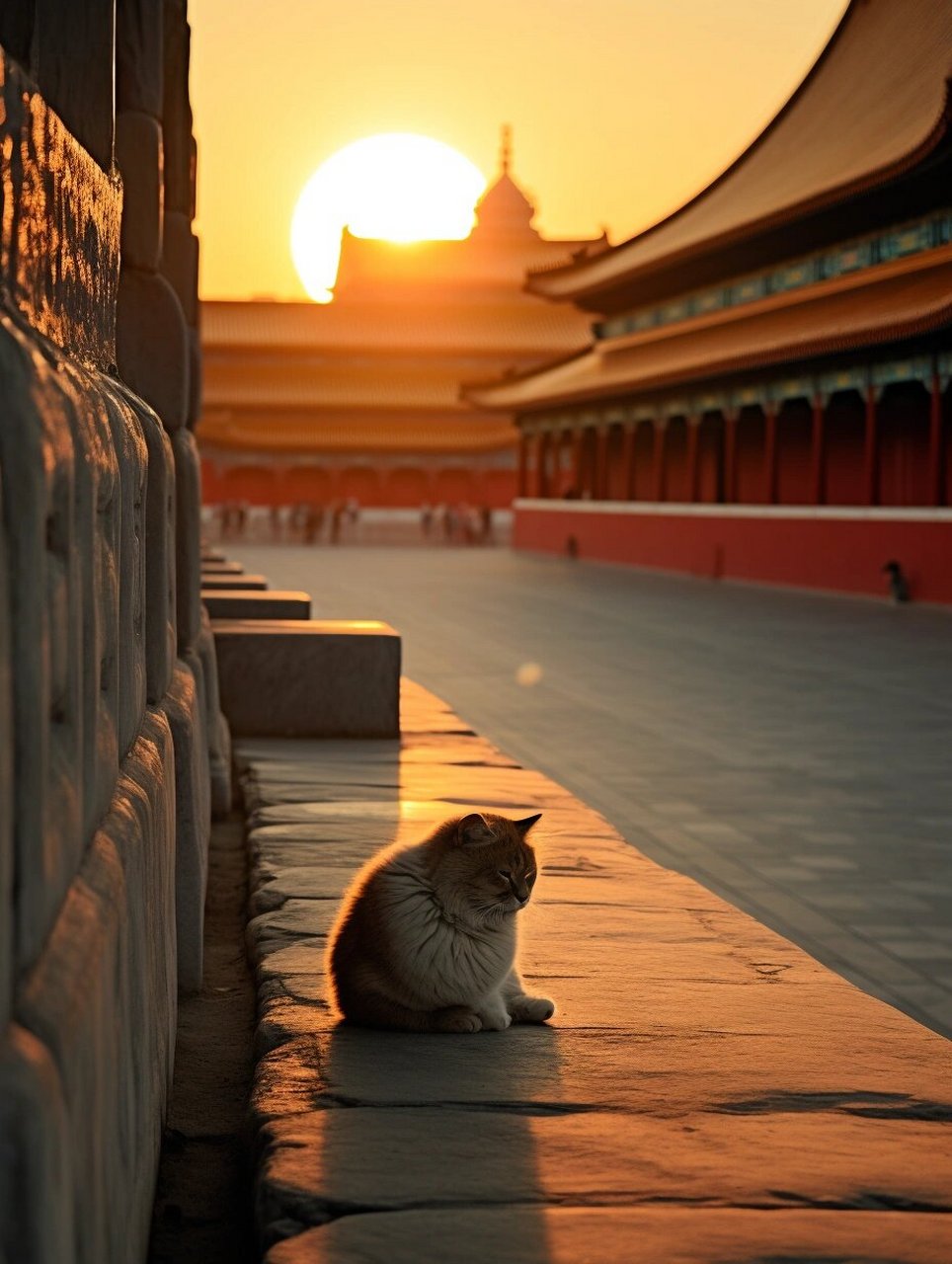 故宫与猫 不知道脑海中怎么就有这个画面 紫禁城里慵懒的大橘  也不