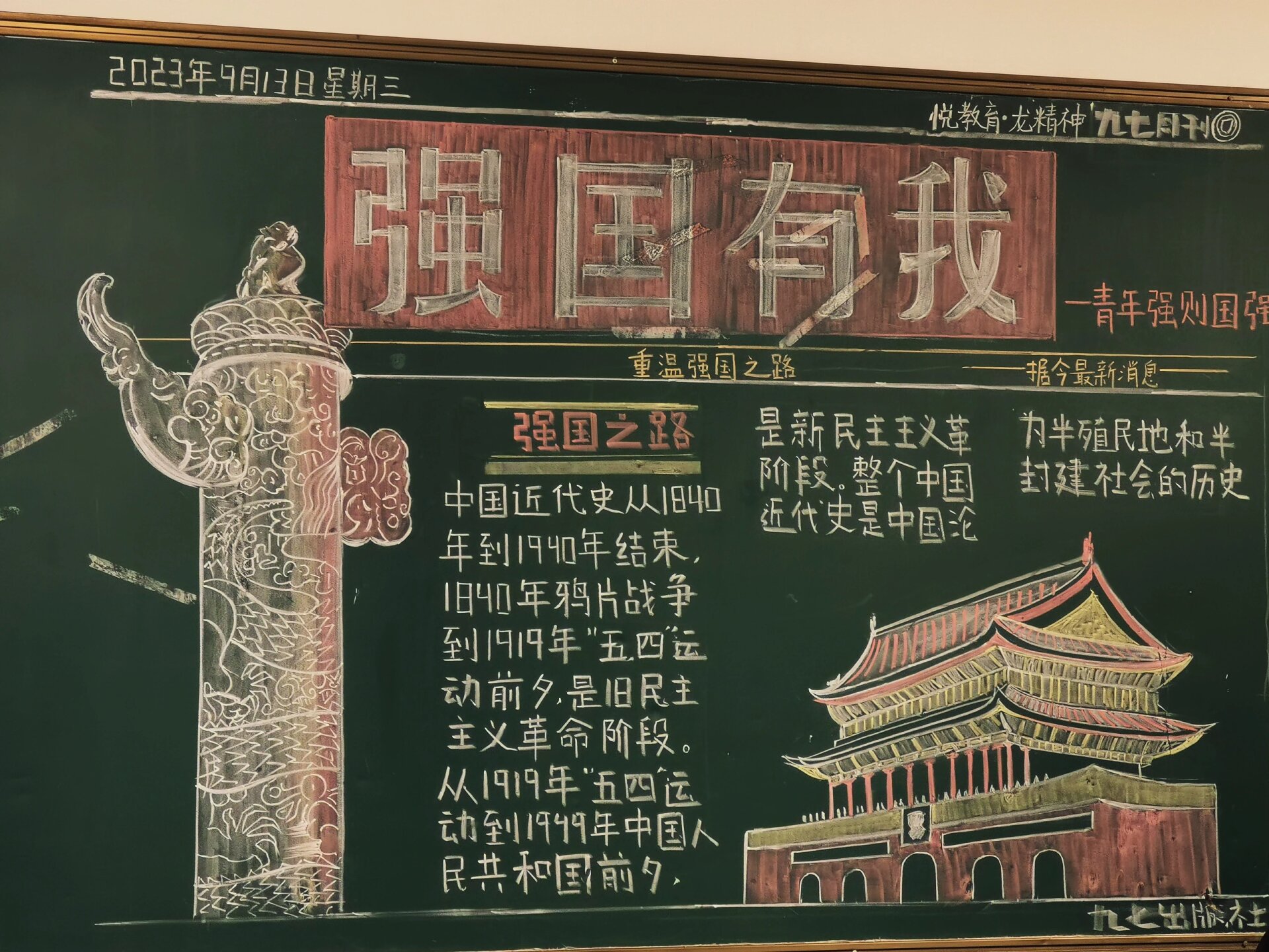 强国有我,青春有为黑板报