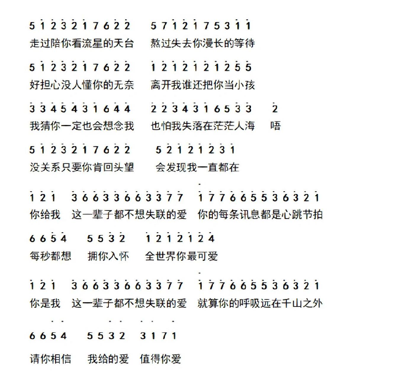 《永不失联的爱》完整简谱