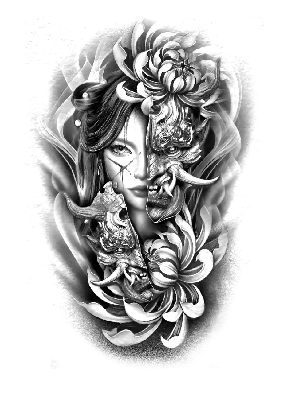 传统花臂纹身艺妓纹身手稿图案收藏2 艺妓手稿收藏合集2