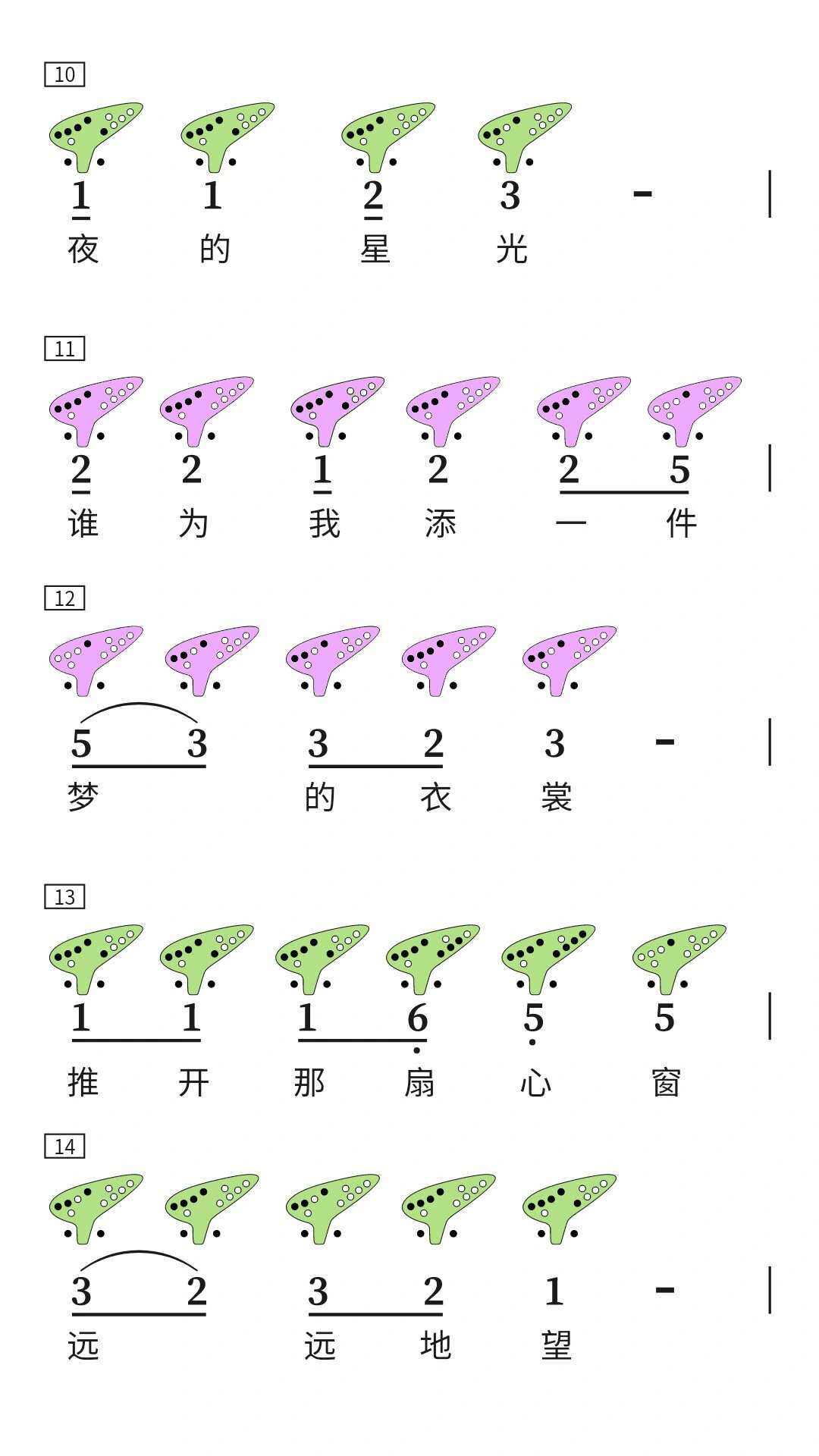 陶笛洞洞谱《荷塘月色》