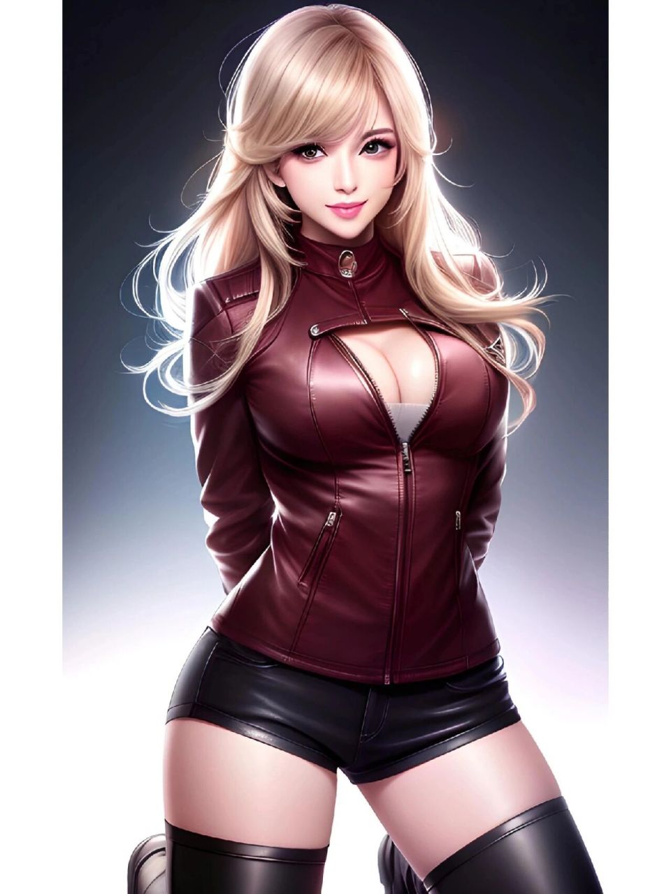 ai绘画壁纸 皮衣美少女