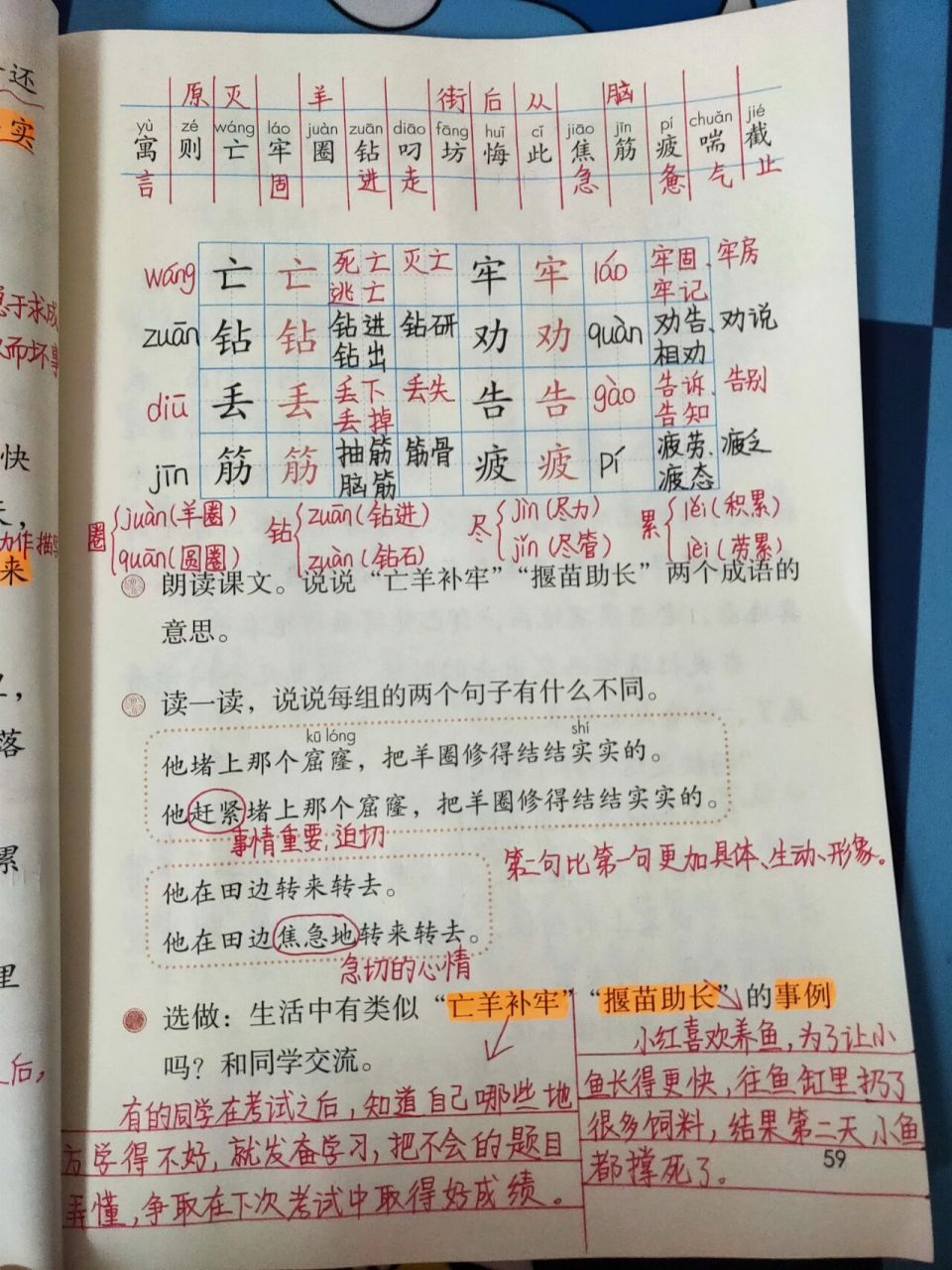 二年级语文下册《寓言二则》学习笔记 99《亡羊补牢》告诉我们一个
