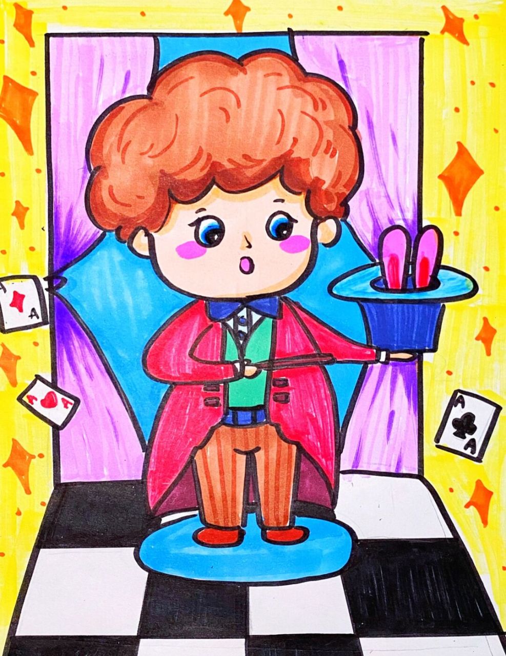 儿童画# #q版动漫人物# #魔术师动漫人物# #魔法师动漫##魔术师绘 