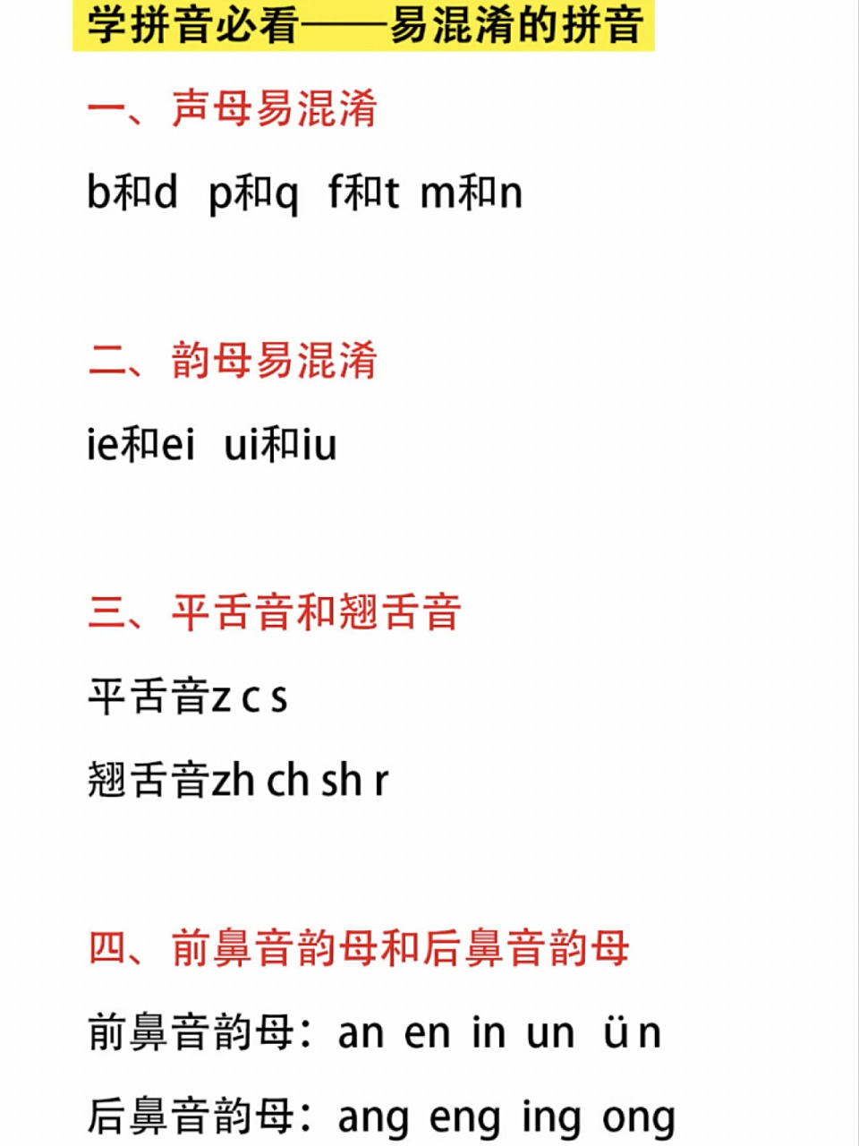 易混淆的拼音 看看怎么区分