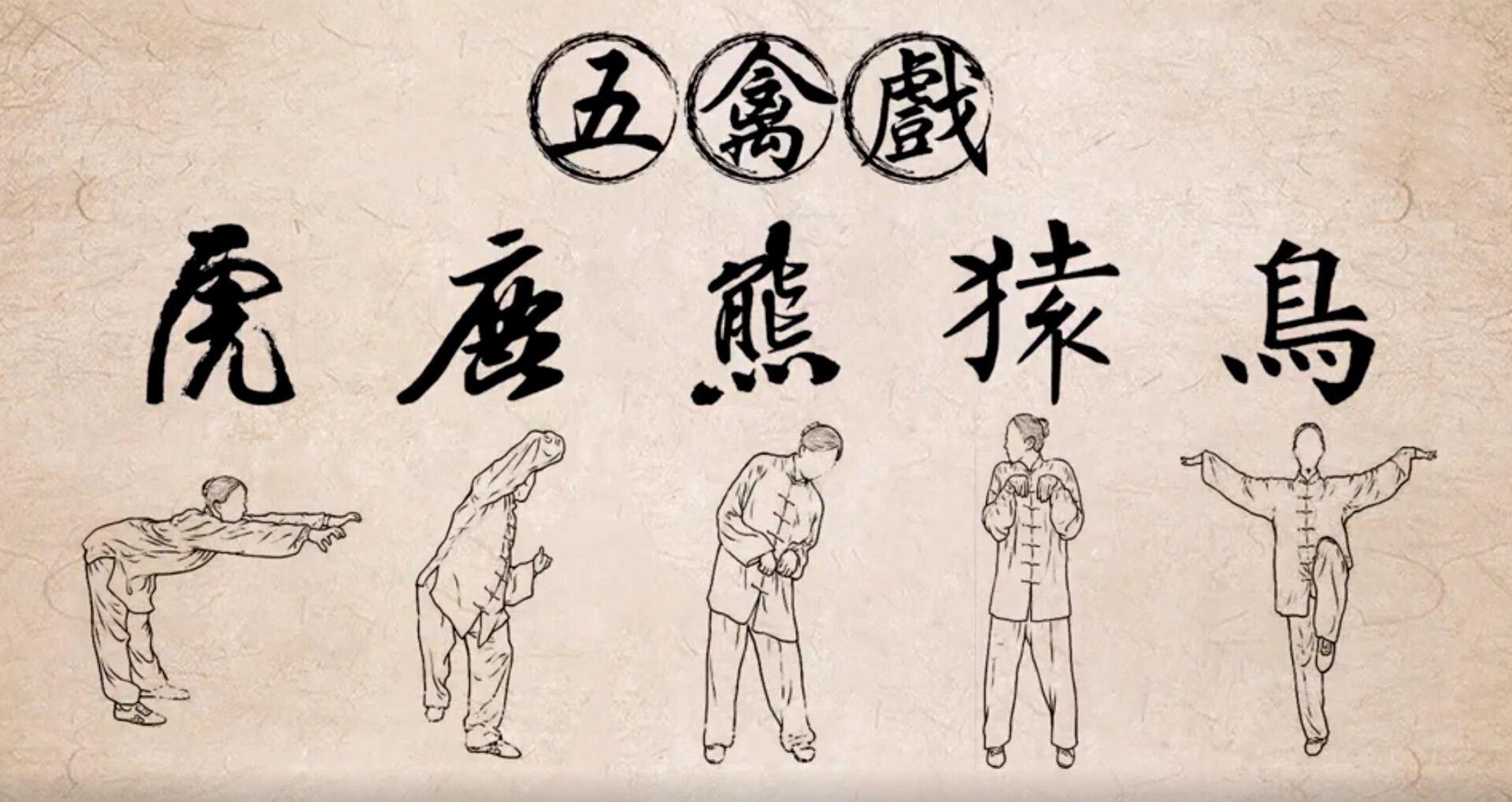 五禽戏图文了解 第六式 熊晃 动作一:接上式