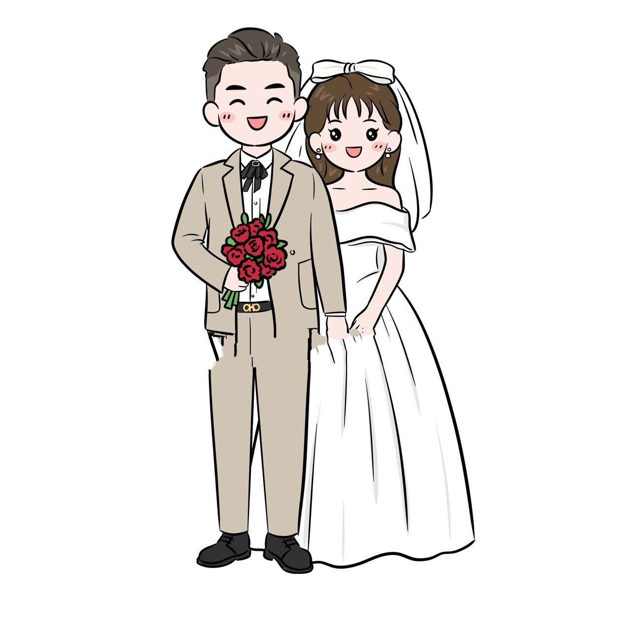 手绘婚纱照|q版卡通情侣