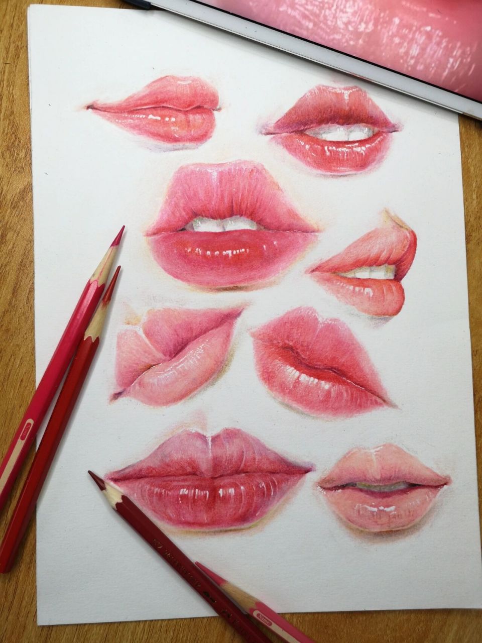 彩铅||超详细《嘴》内含|线稿|铺过程图分享 你们要的各种嘴巴来了