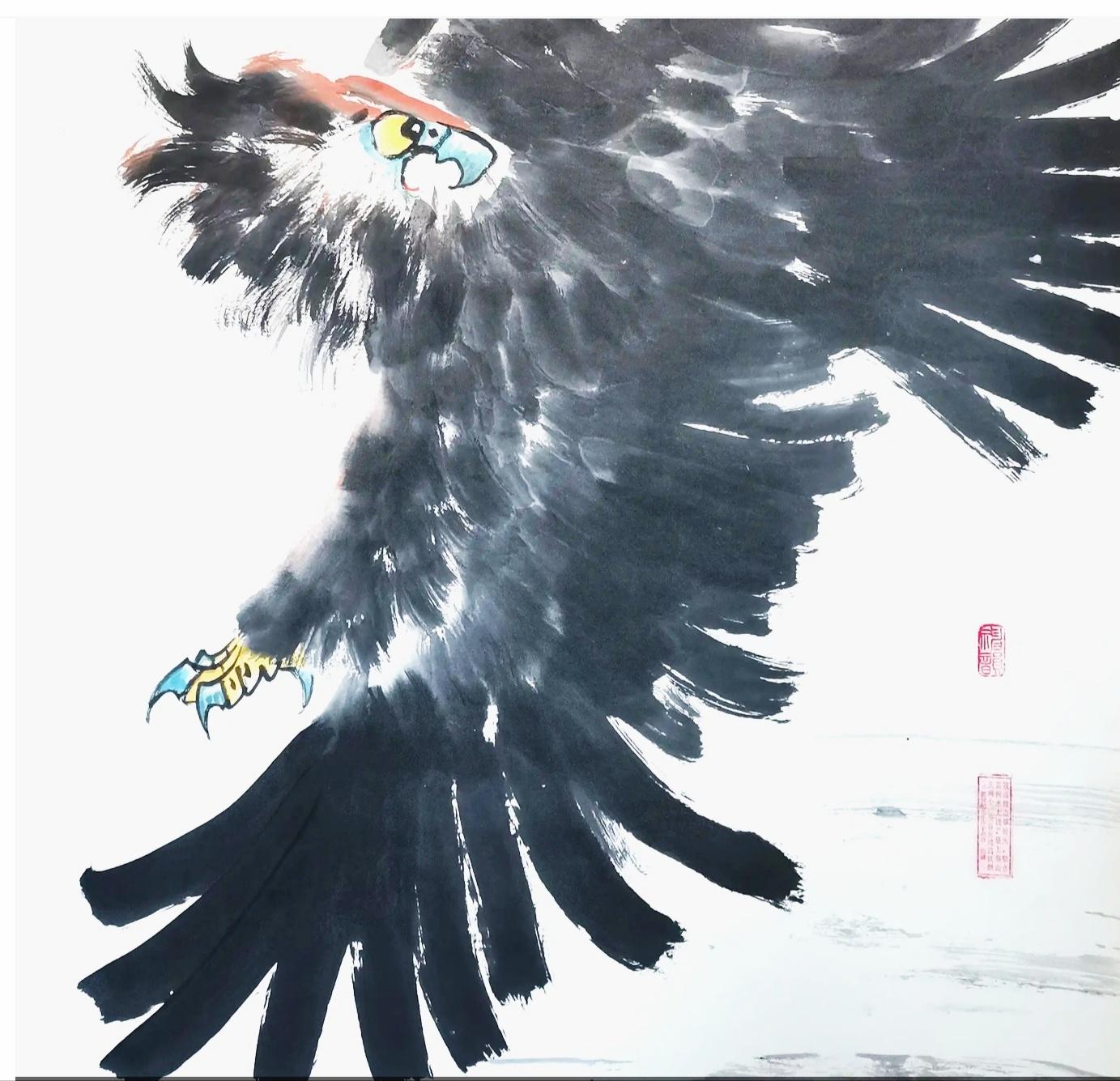 著名画家,书法家,诗人松涛先生:原名段瑞麟,字松石,号华鹰