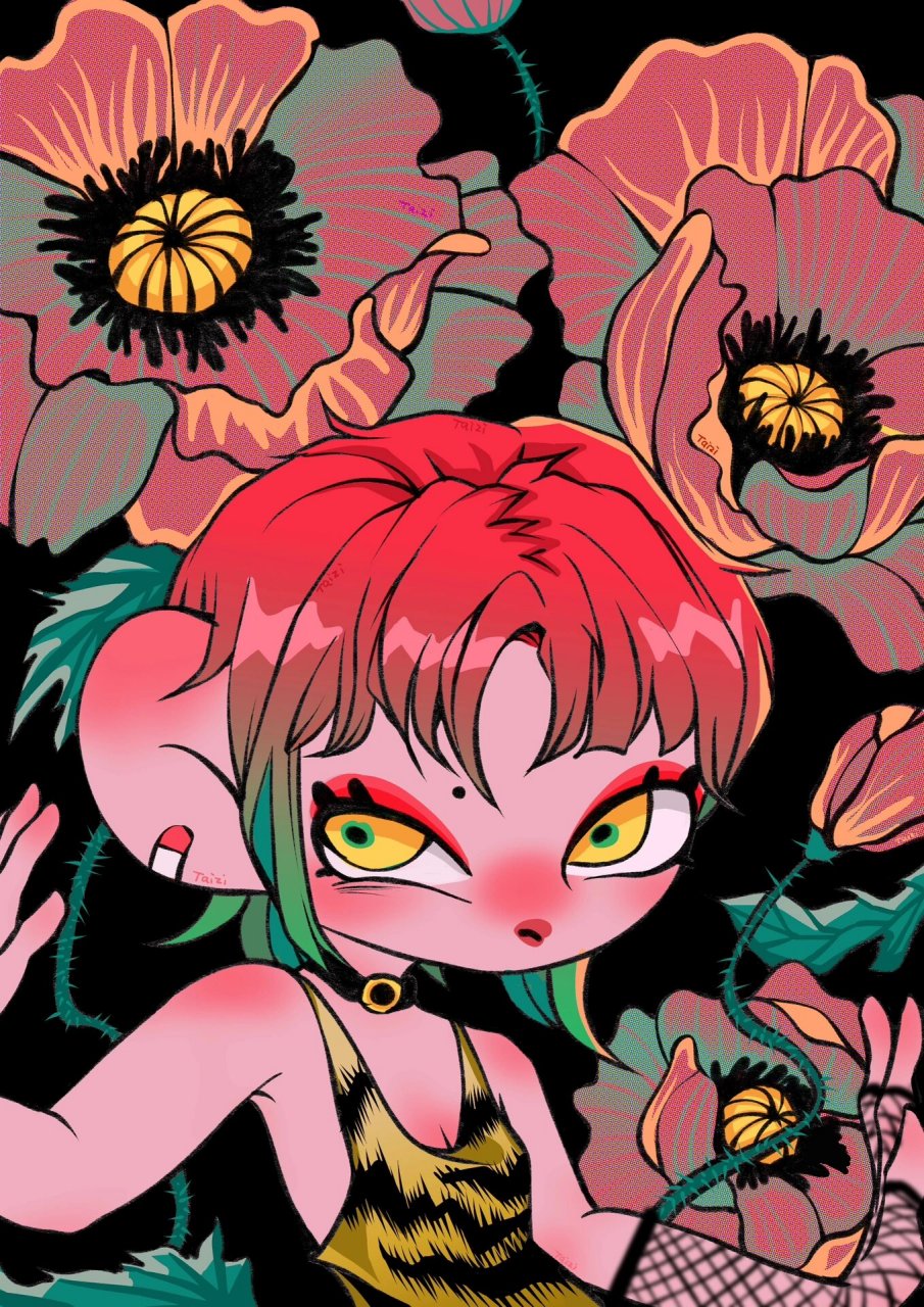 罂粟花 画画好难08改了很久很久才画出来