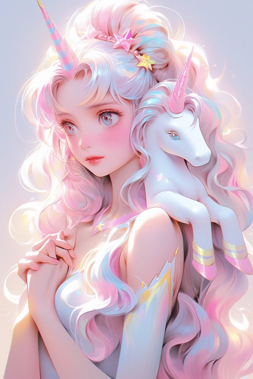 甜心壁纸06彩色梦幻独角兽少女 我可不是小乔哦