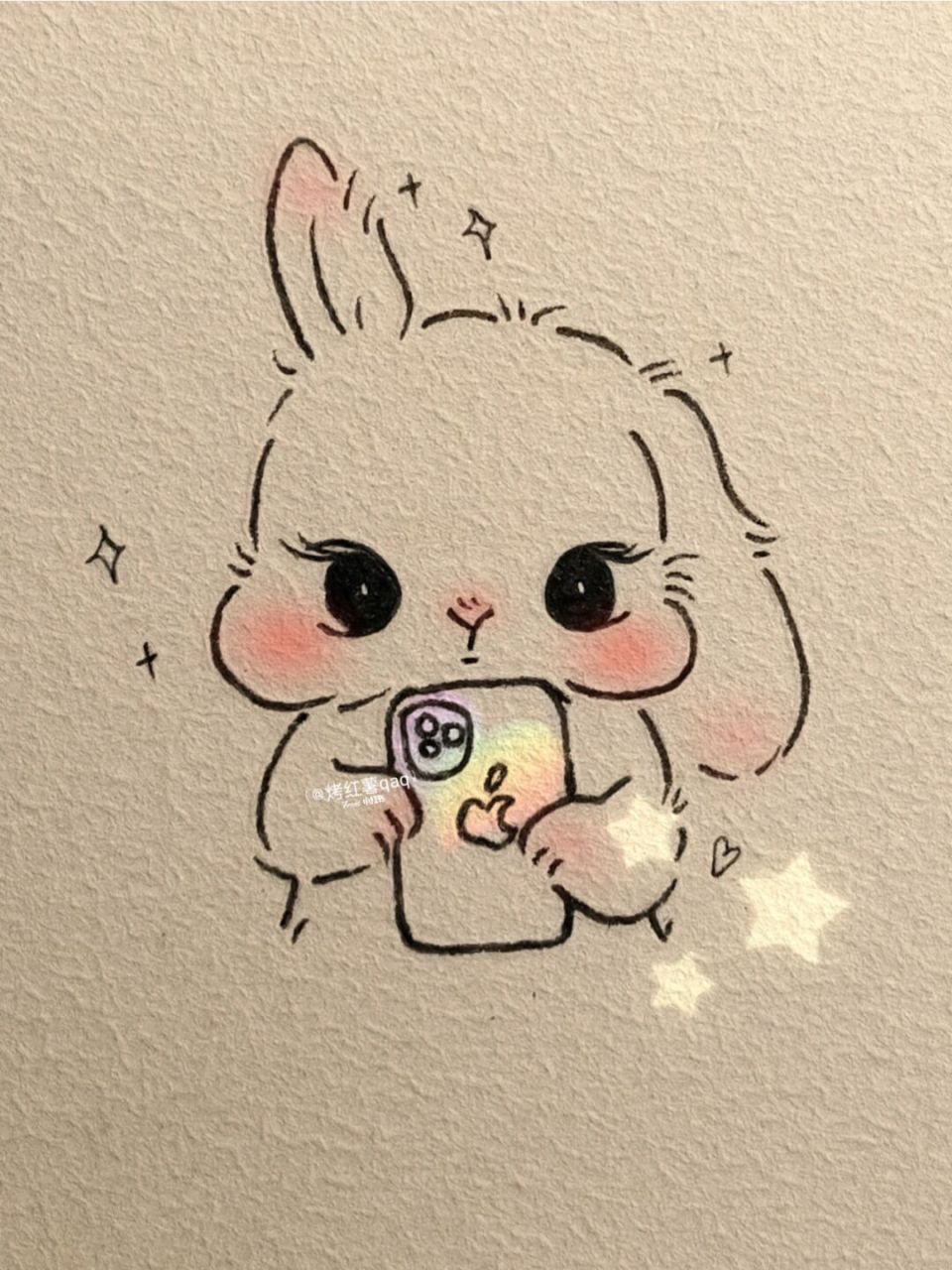 可爱简笔画|萌兔自拍~79 咔咔78我枕馍这么可爱!
