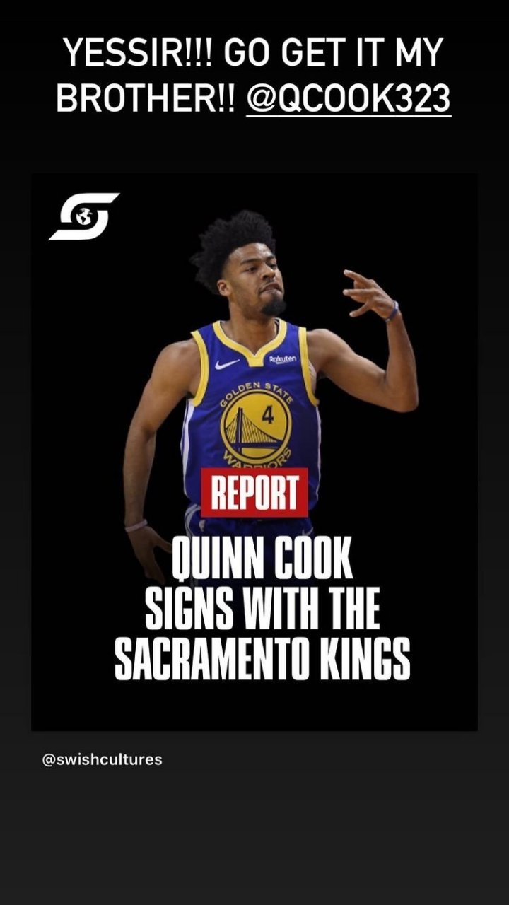 据此前报道,自由球员奎因-库克与国王达成一年合同协议.