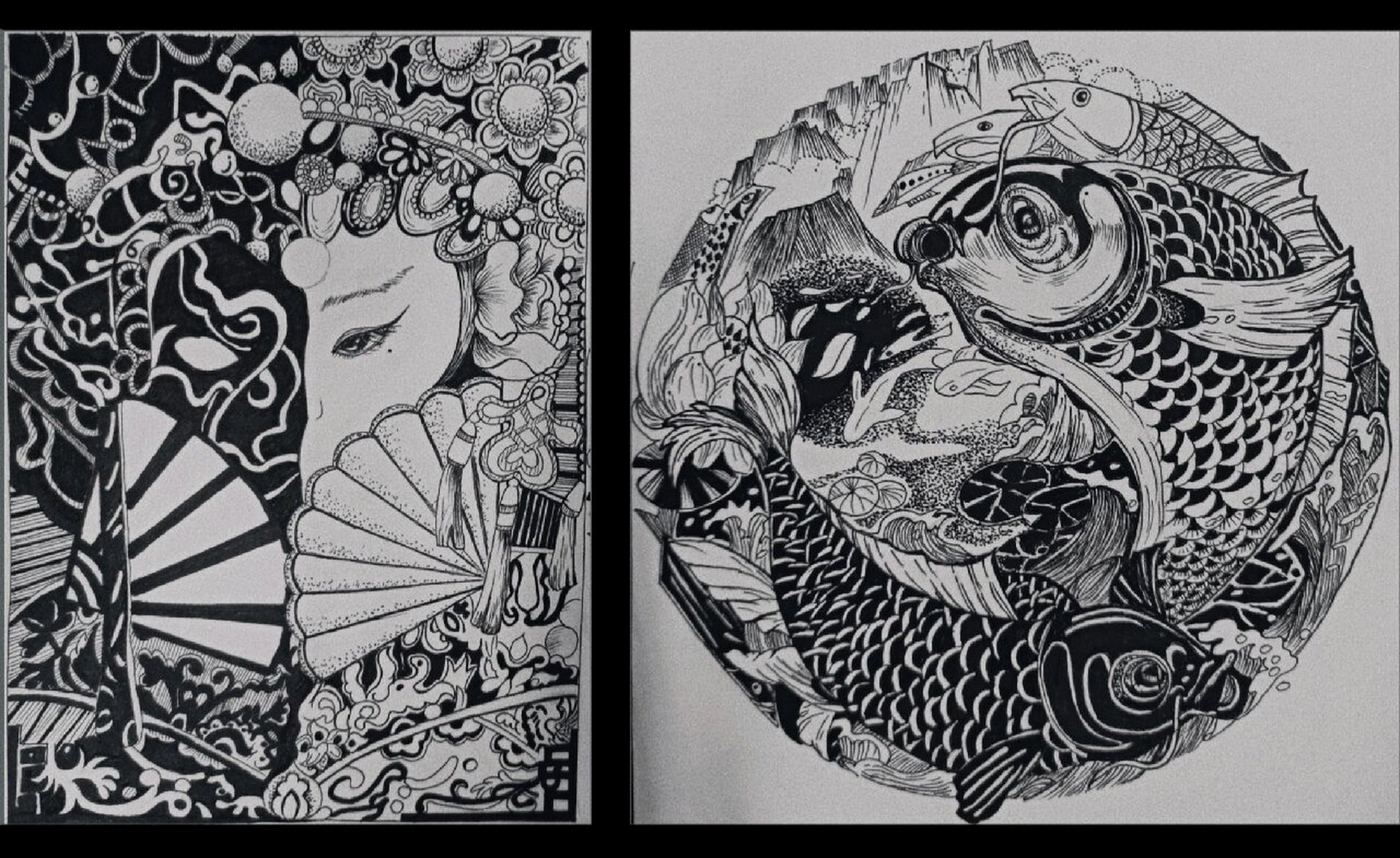 黑白装饰画|平面构成|对比与调和 临摹作品 黑白装饰画 点线面构成