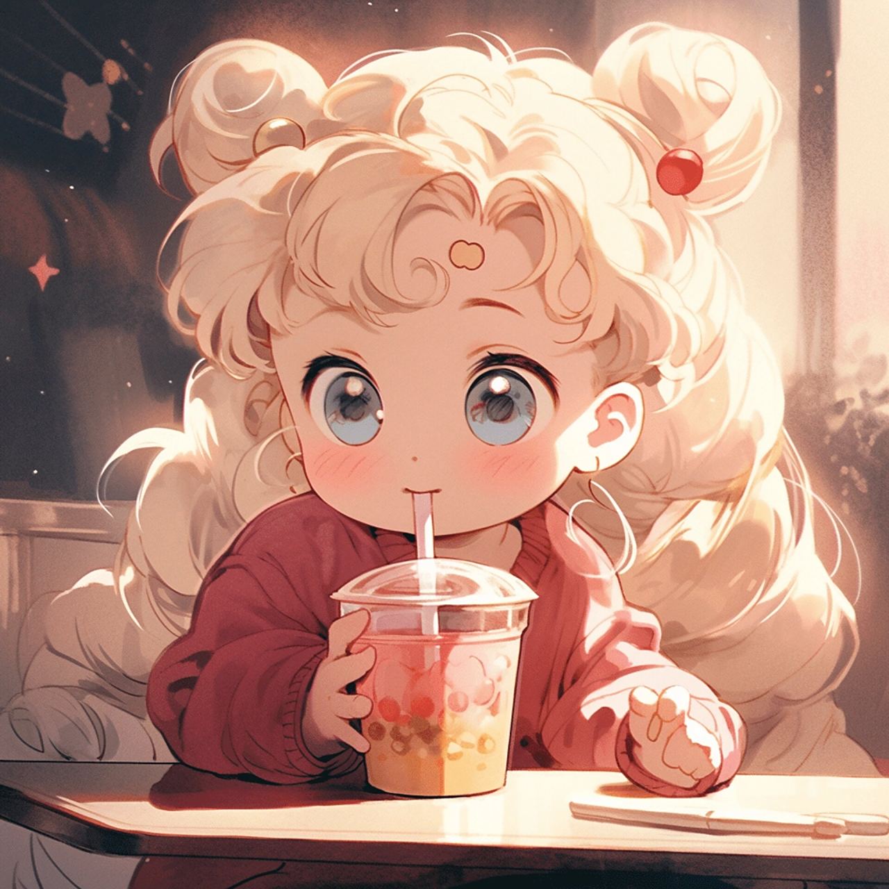 喝奶茶的萌妹子太可爱了/可爱女生头像