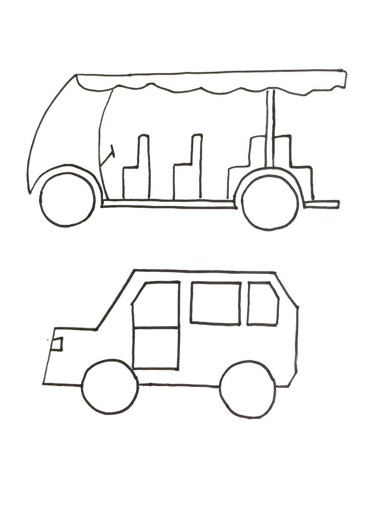 简笔画观光车教程入门教学简笔画 越野车简笔画大全