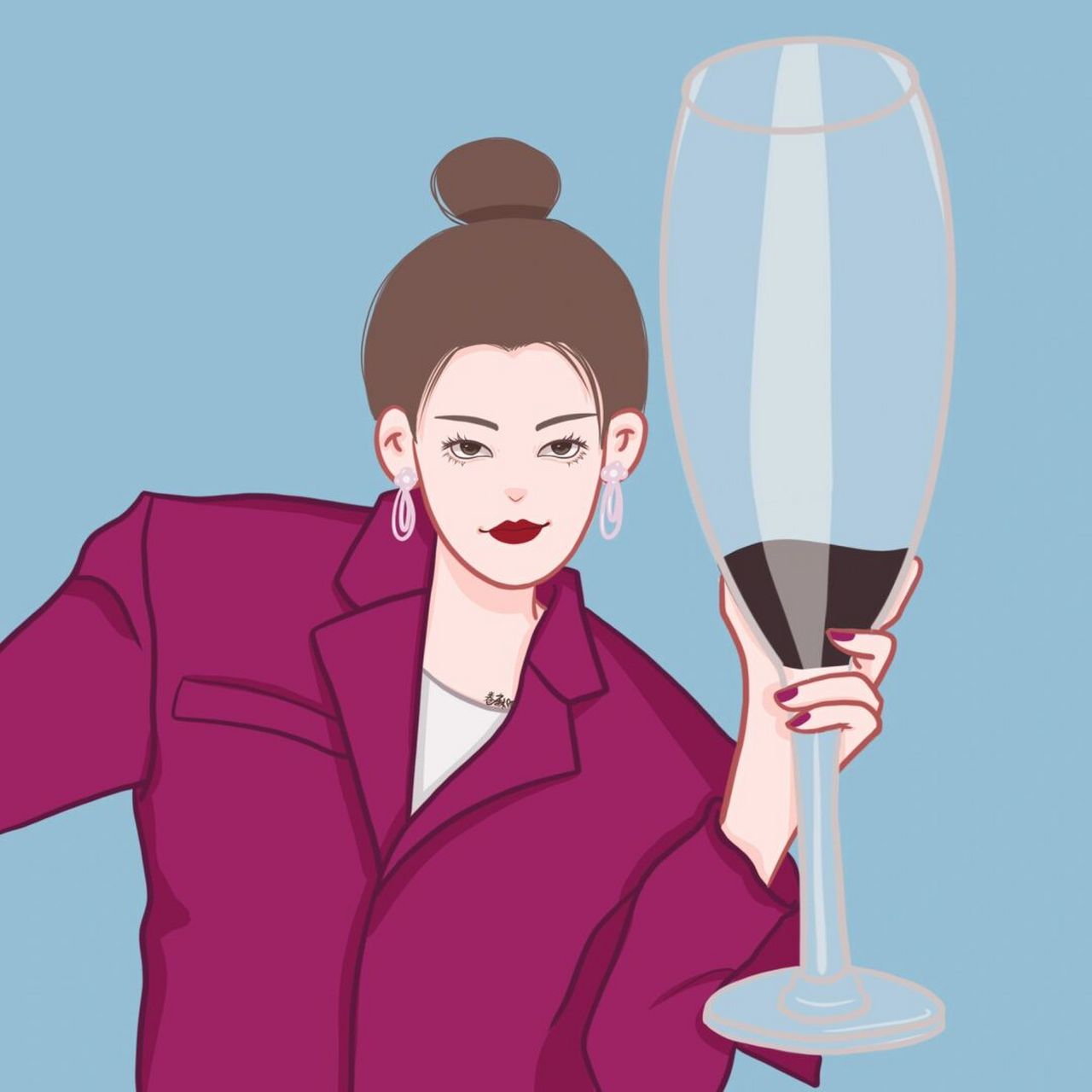 插画 | 头像 | 来丫～干杯啊!97 喝红酒的小姐姐!