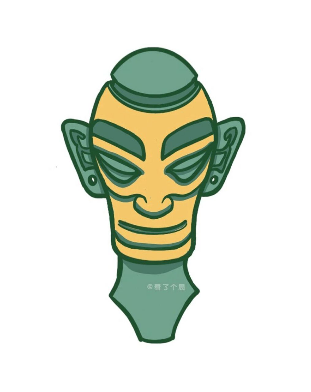 最近沉迷手绘三星堆,画个青铜人像小合集 手绘国宝持续创作中