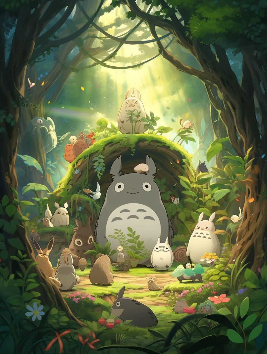【龙猫壁纸】龙猫,神秘的精灵,轻柔的耳语 在它神秘的童话世界里,一只